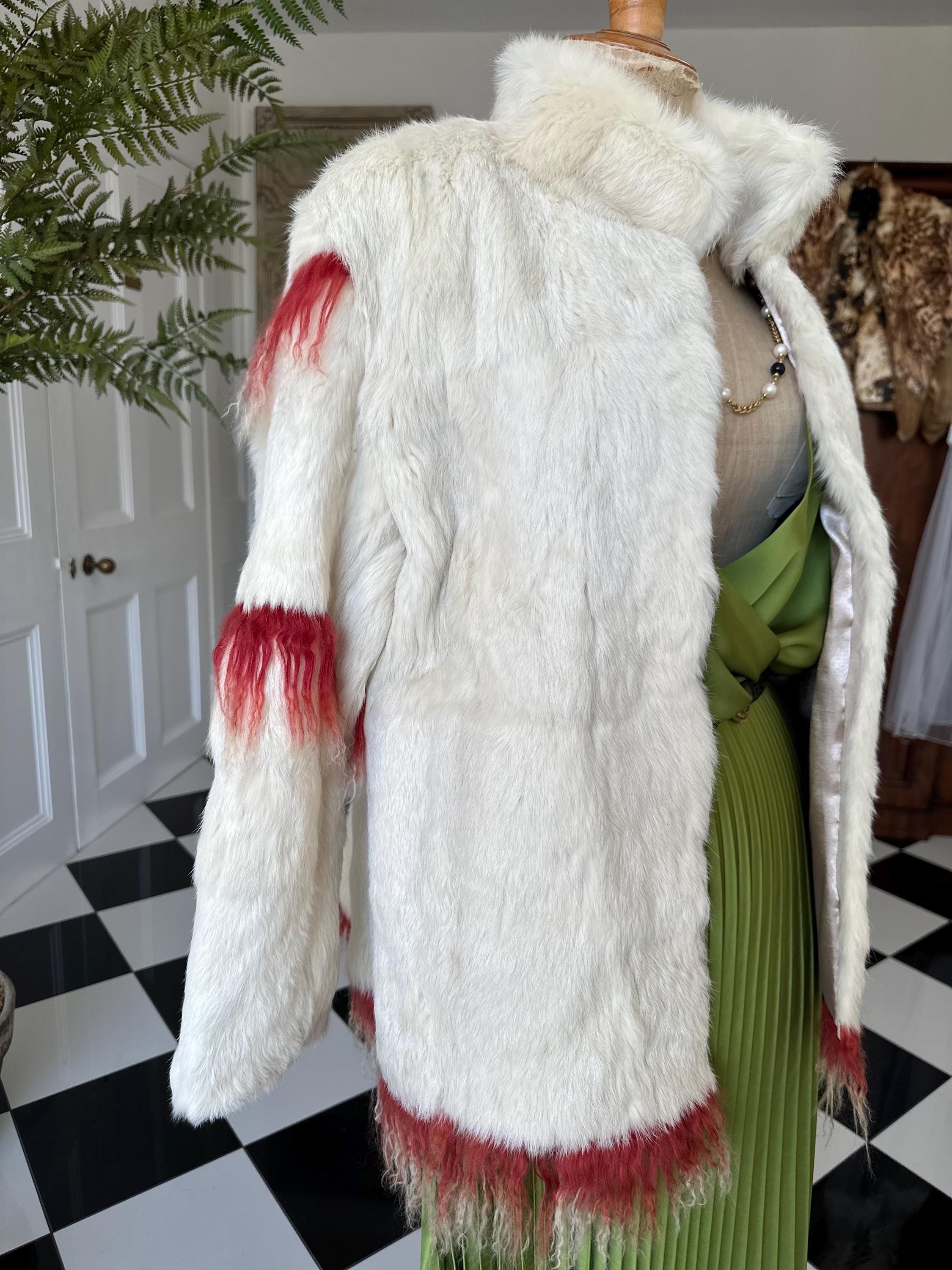 vintage 70s Rabbit fur jacket with Mongolian  lamb trim