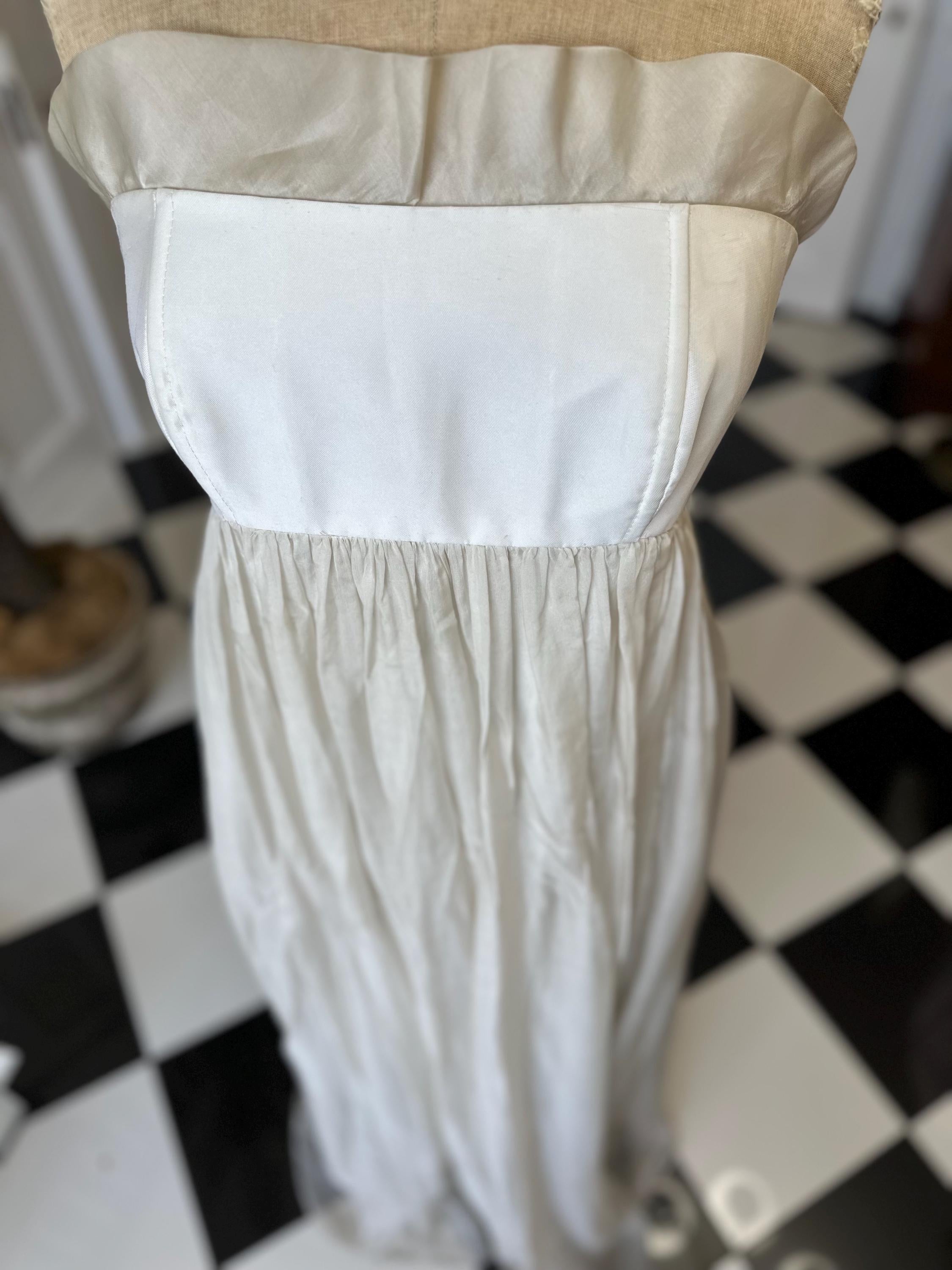 1970s long strapless silk dress