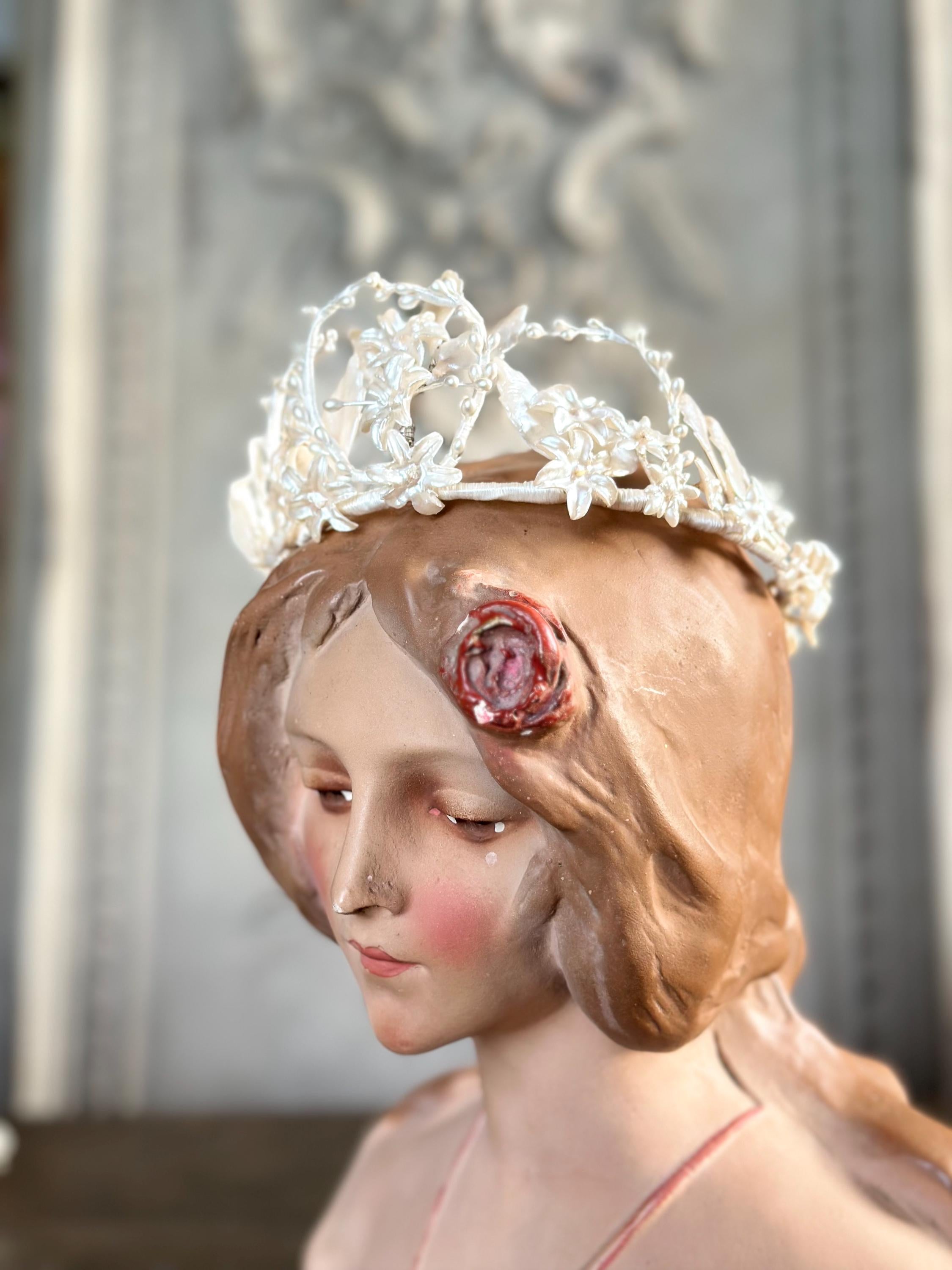 Antique 1940s  Floral Wax Tiara