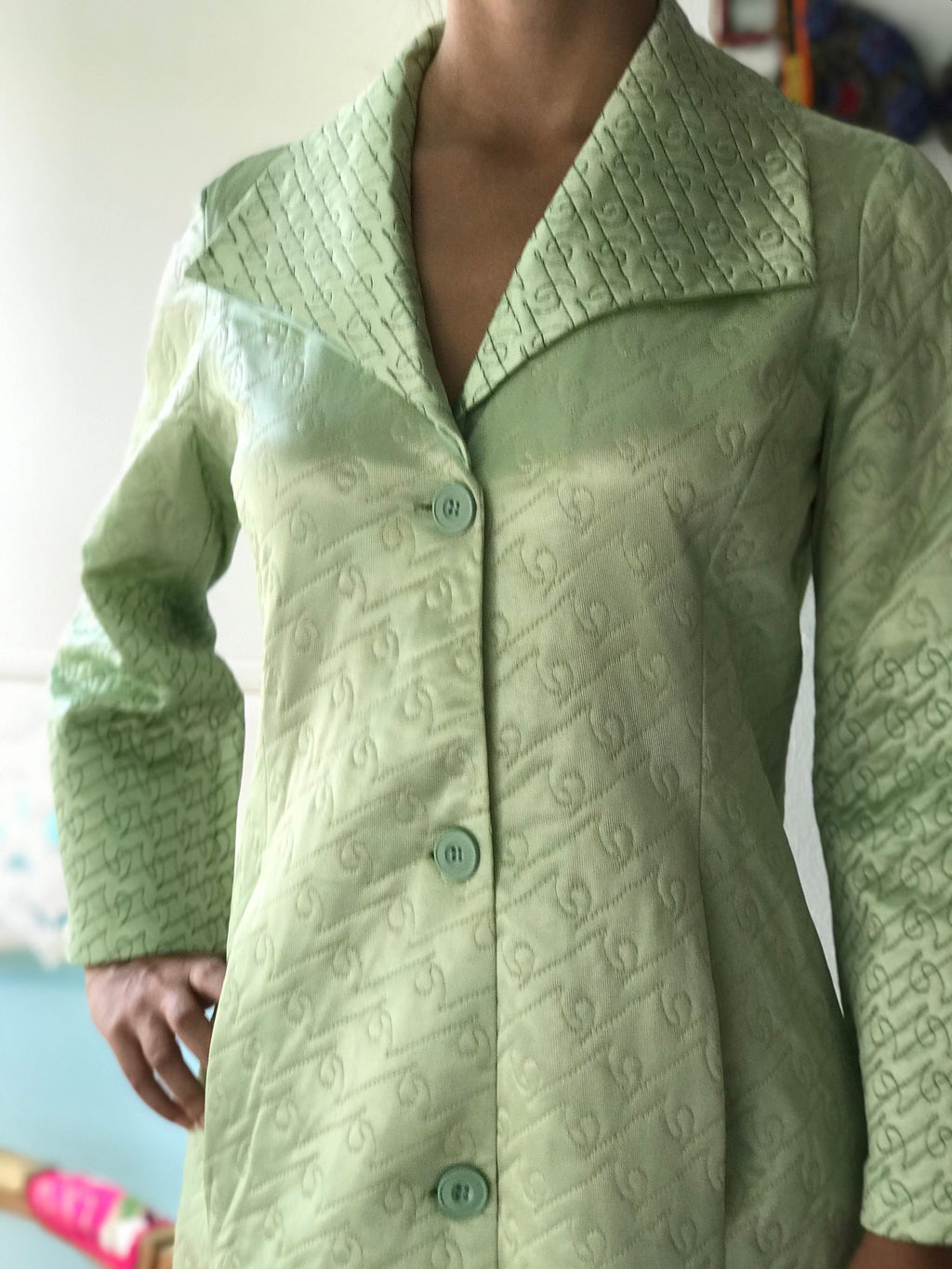 1970s mint green dressing gown housecoat