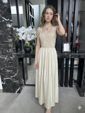 1930s Liquid Silk Maxi Gown: Antique Lace, Embroidery, Old Hollywood Style