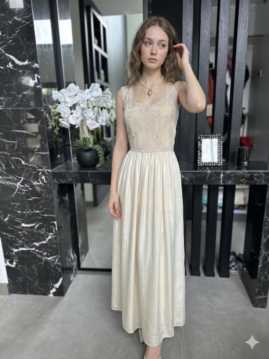 1930s Liquid Silk Maxi Gown: Antique Lace, Embroidery, Old Hollywood Style