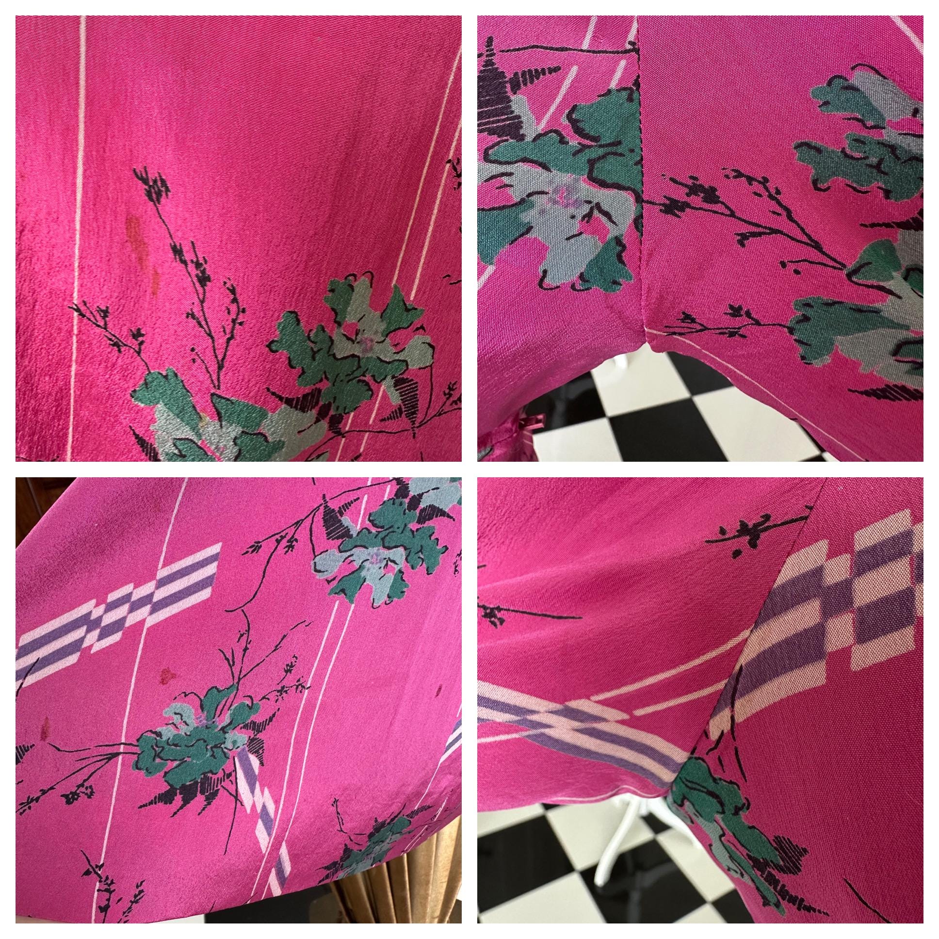 1970s vintage pink floral silk dress