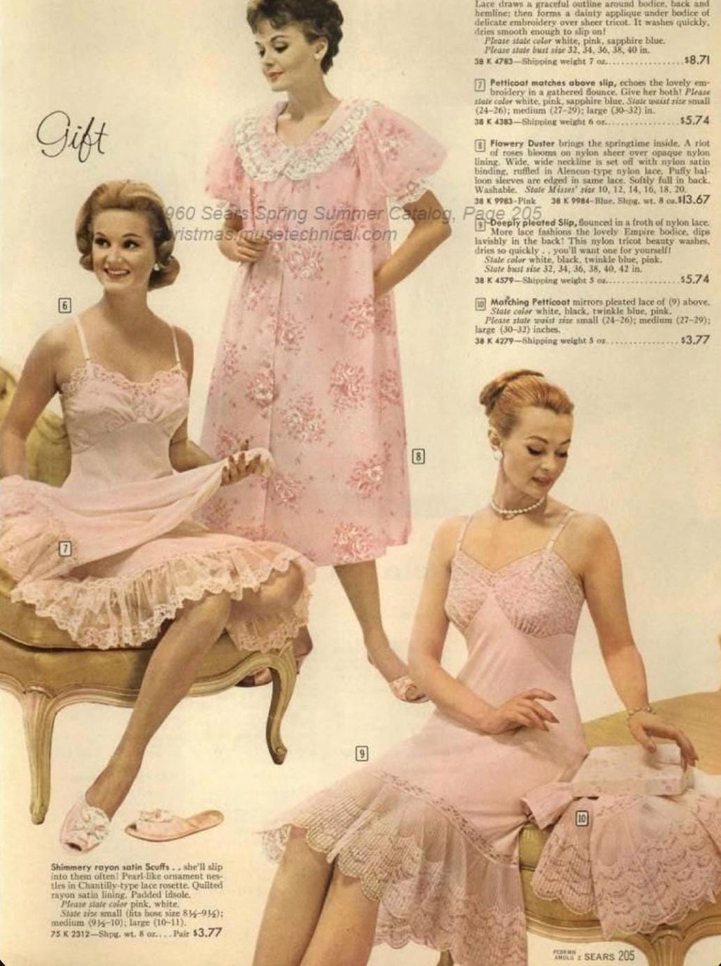 1970s Vintage baby pink sheer long negligee slip dress