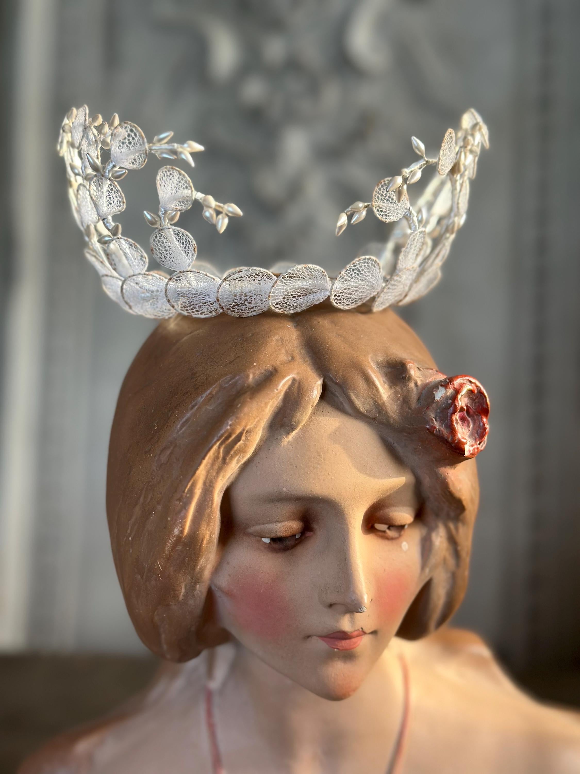 Antique 1940s  1950s Tiara with tulle