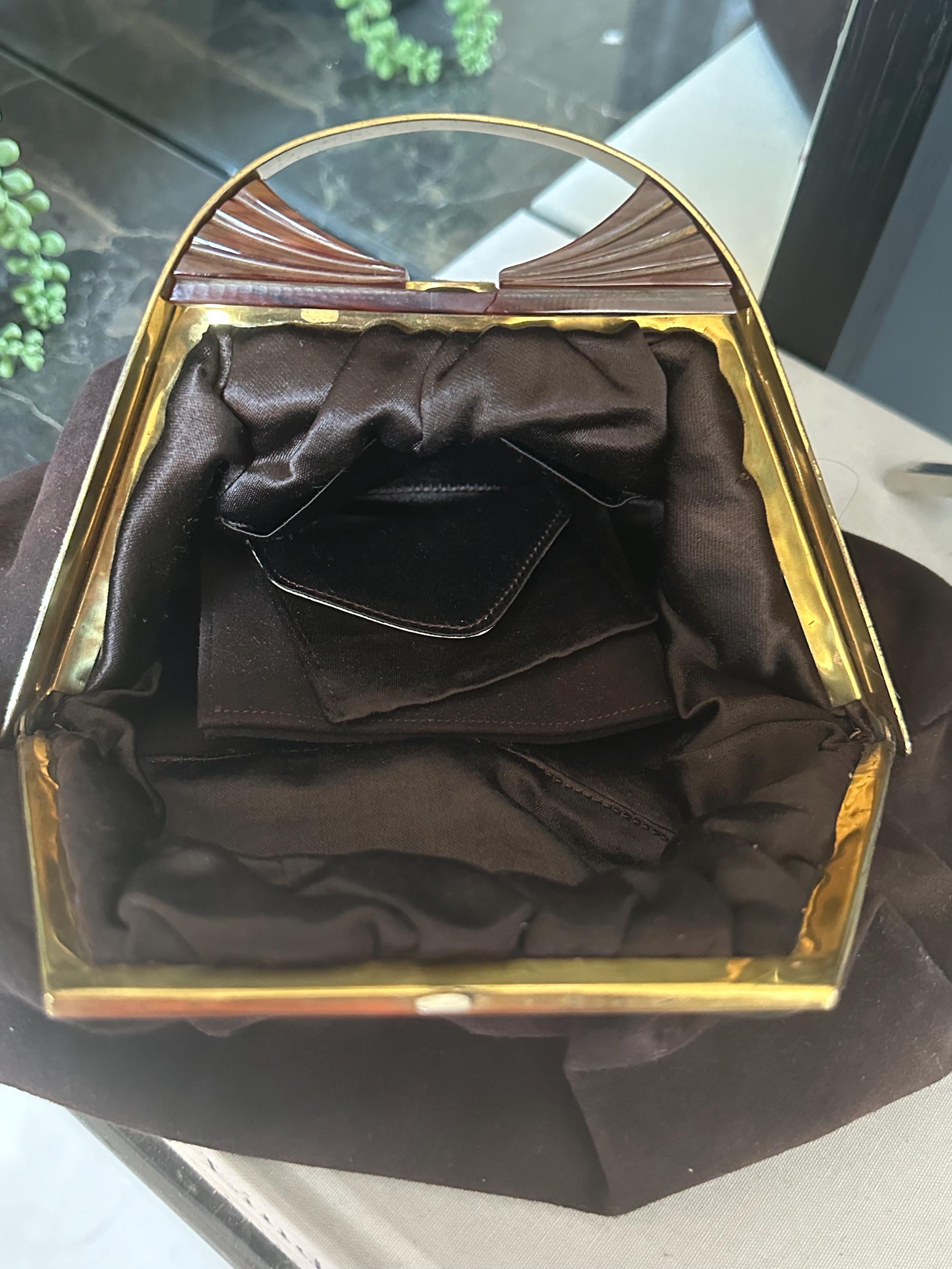 1930s Brown Suede leather handbag slouch style