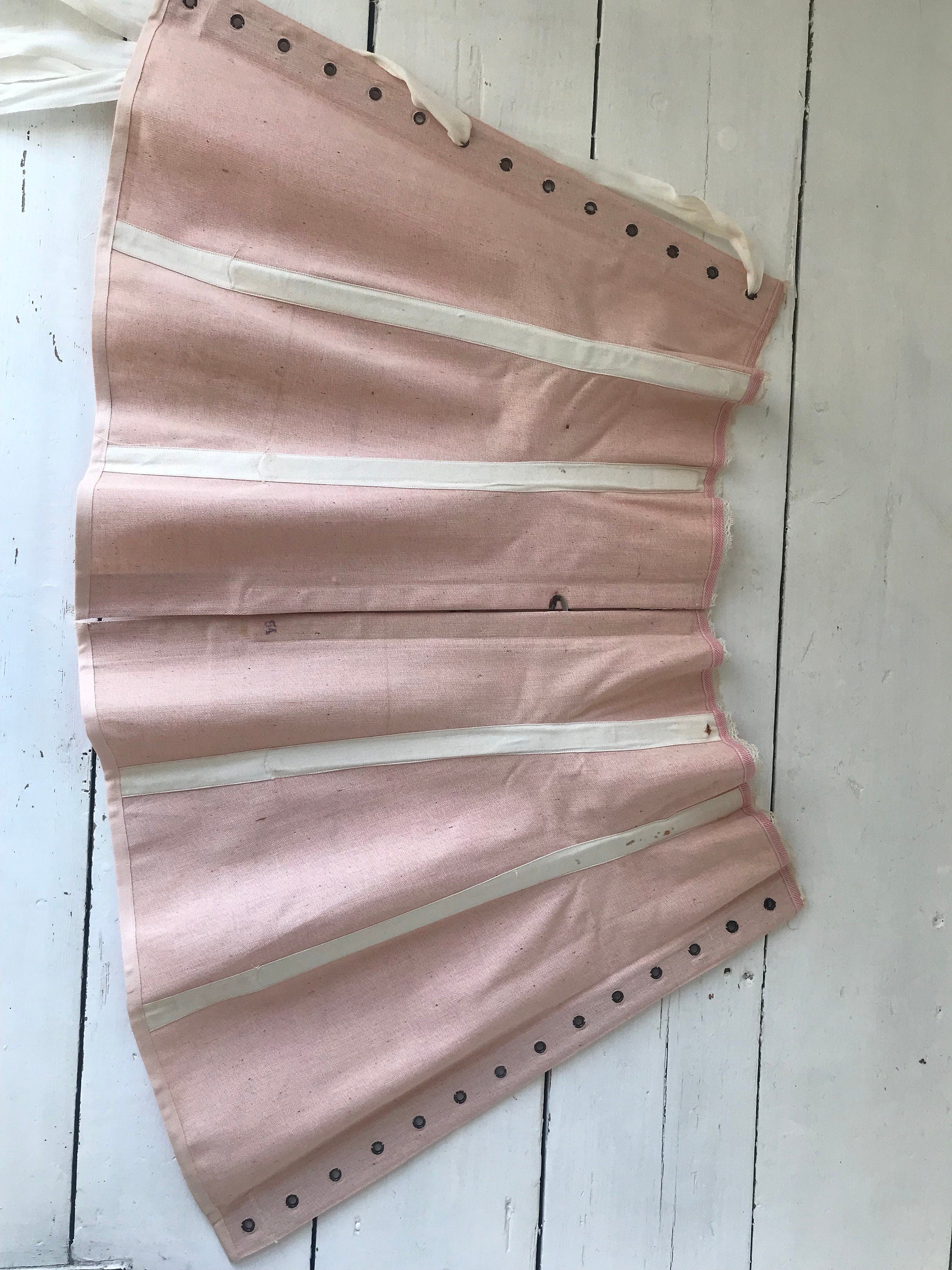 Antique Victorian  Edwardian pink corset in its original box (dead stock)