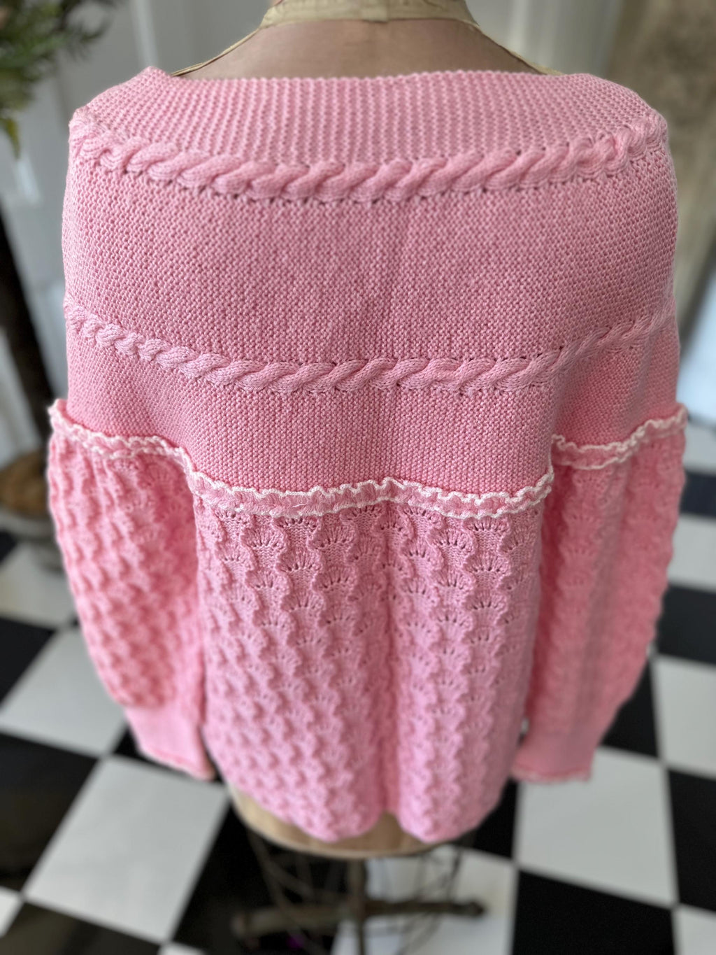 Vintage Hand Knitted Pink Cardigan Cozy Layering Essential