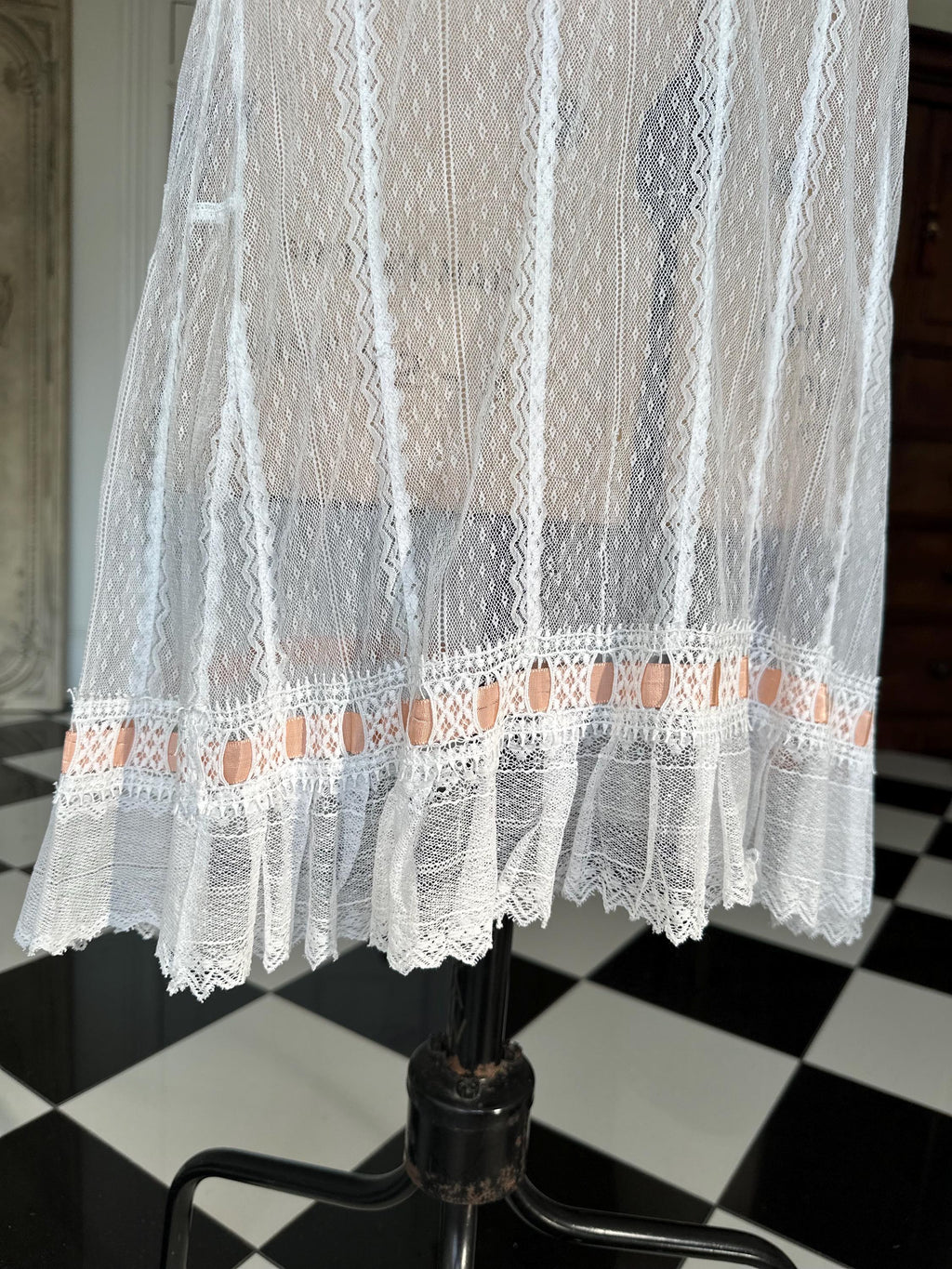 Edwardian lace with silk ribbon night dress