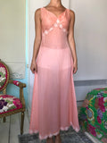 1970s long plunge neck lingerie slip dress