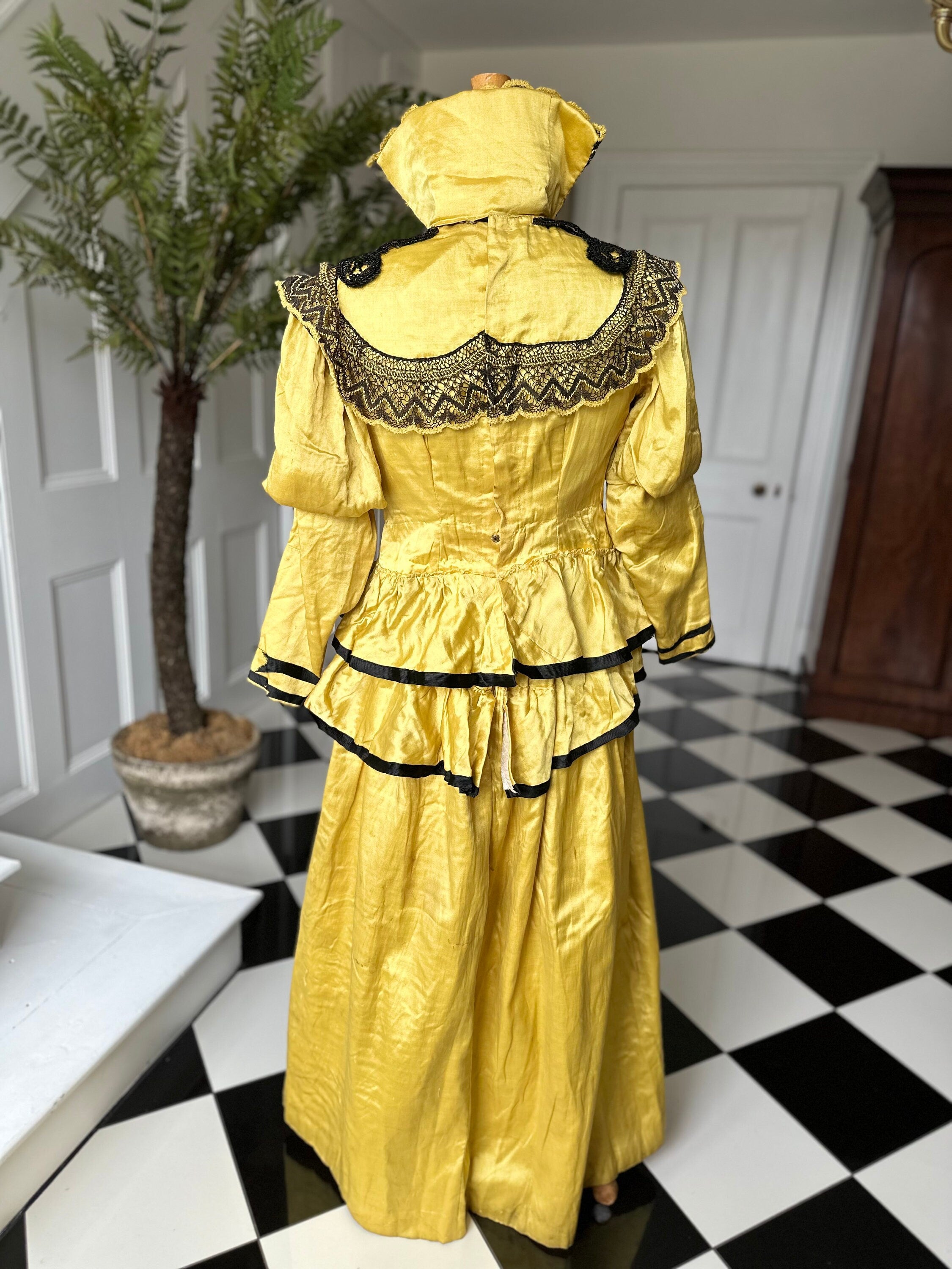 Yellow and black lace Victorian theatre  costume