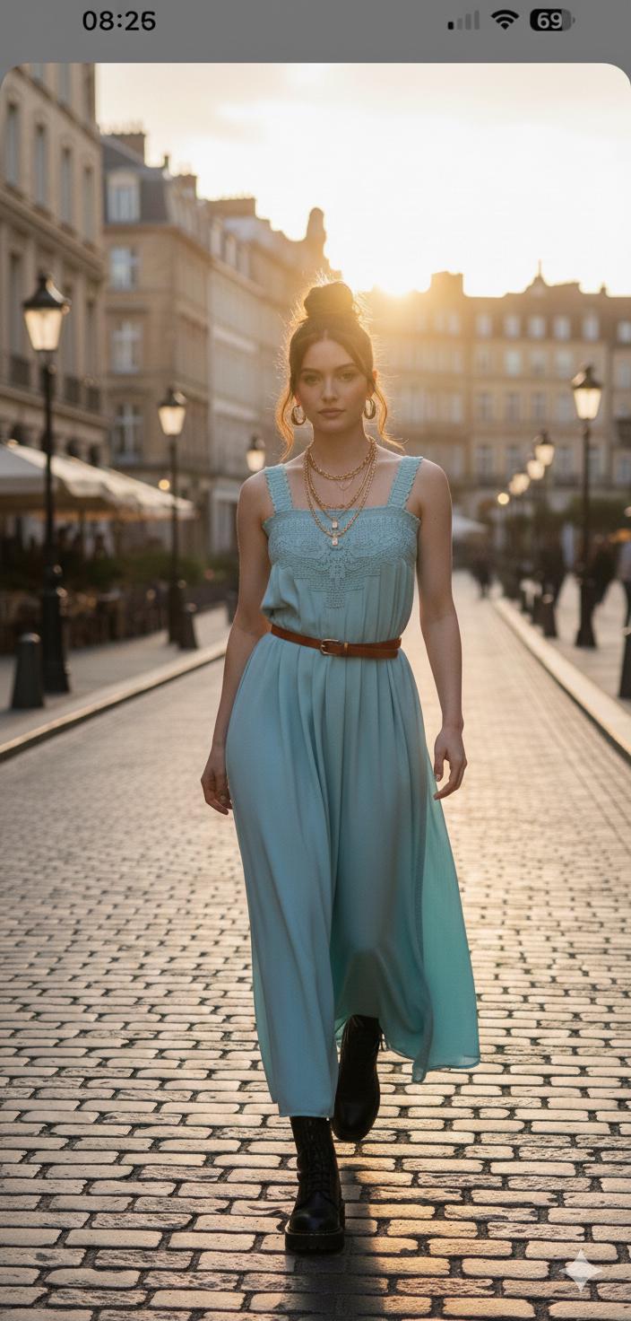 Vintage 1970s loose silky long slip dress hand crochet lace details