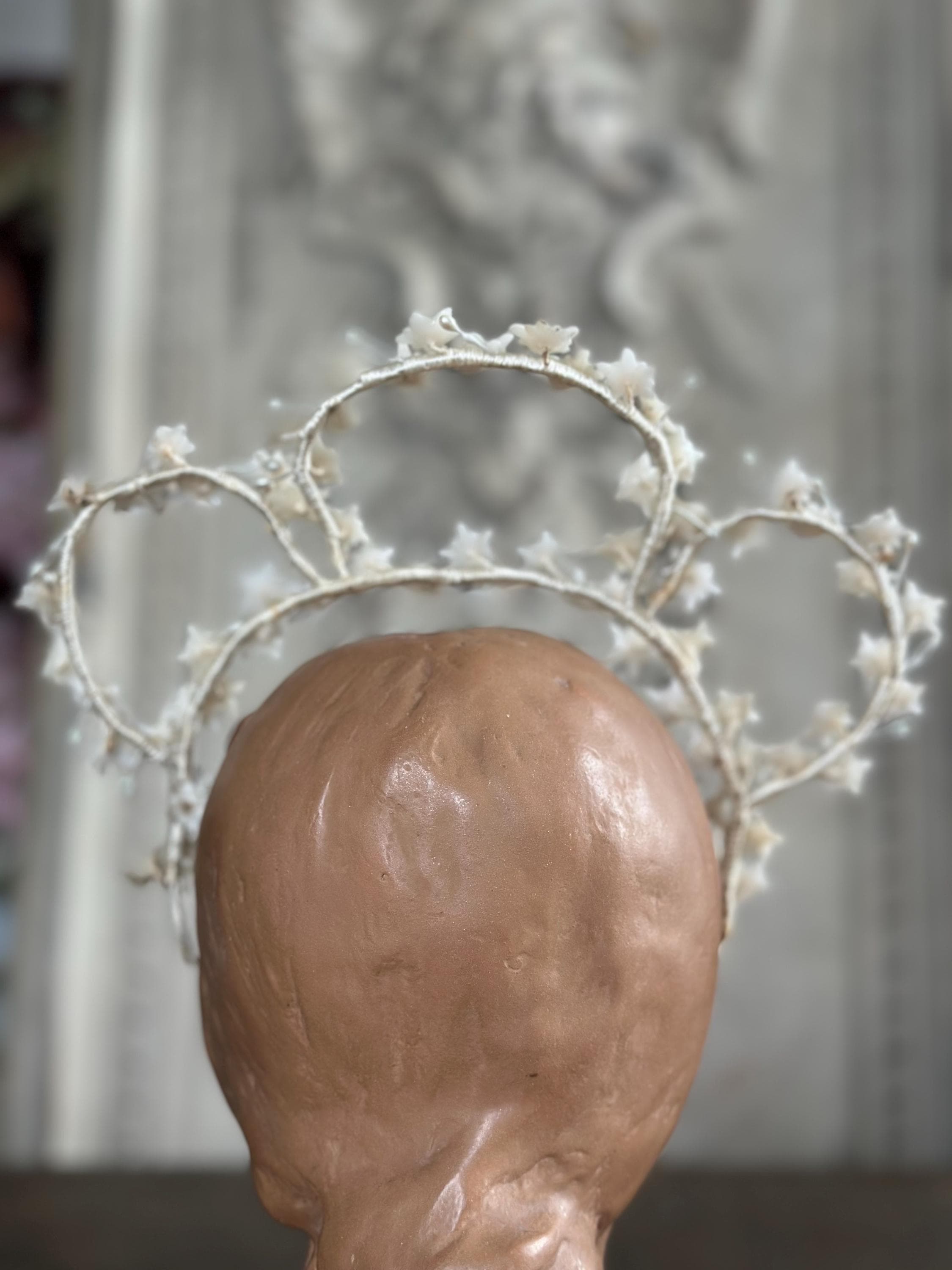 Antique Edwardian large Floral Wax Tiara
