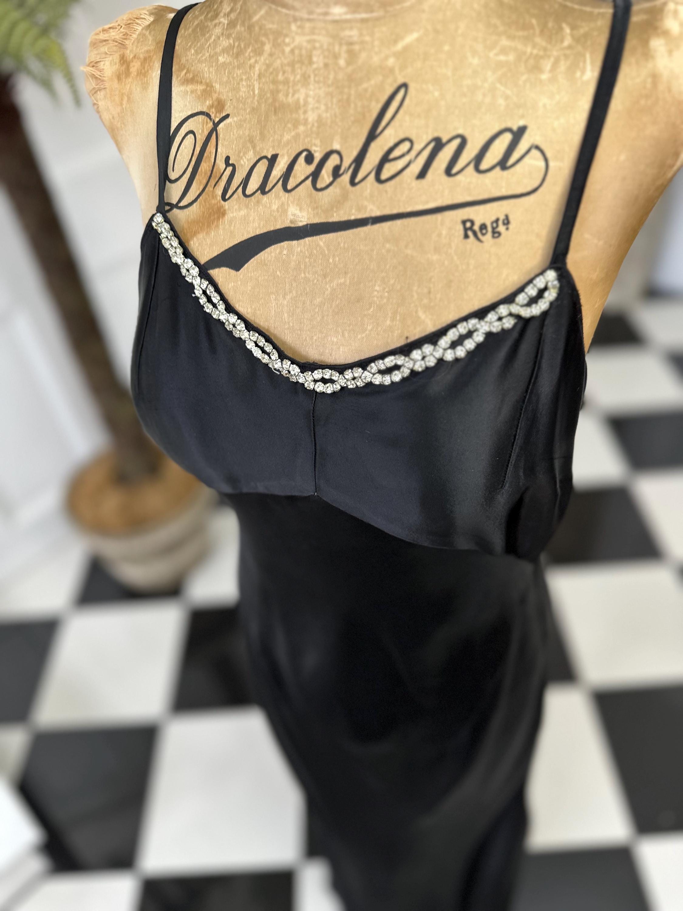 1930s Bias cut silk satin black slip dress with matching bolero