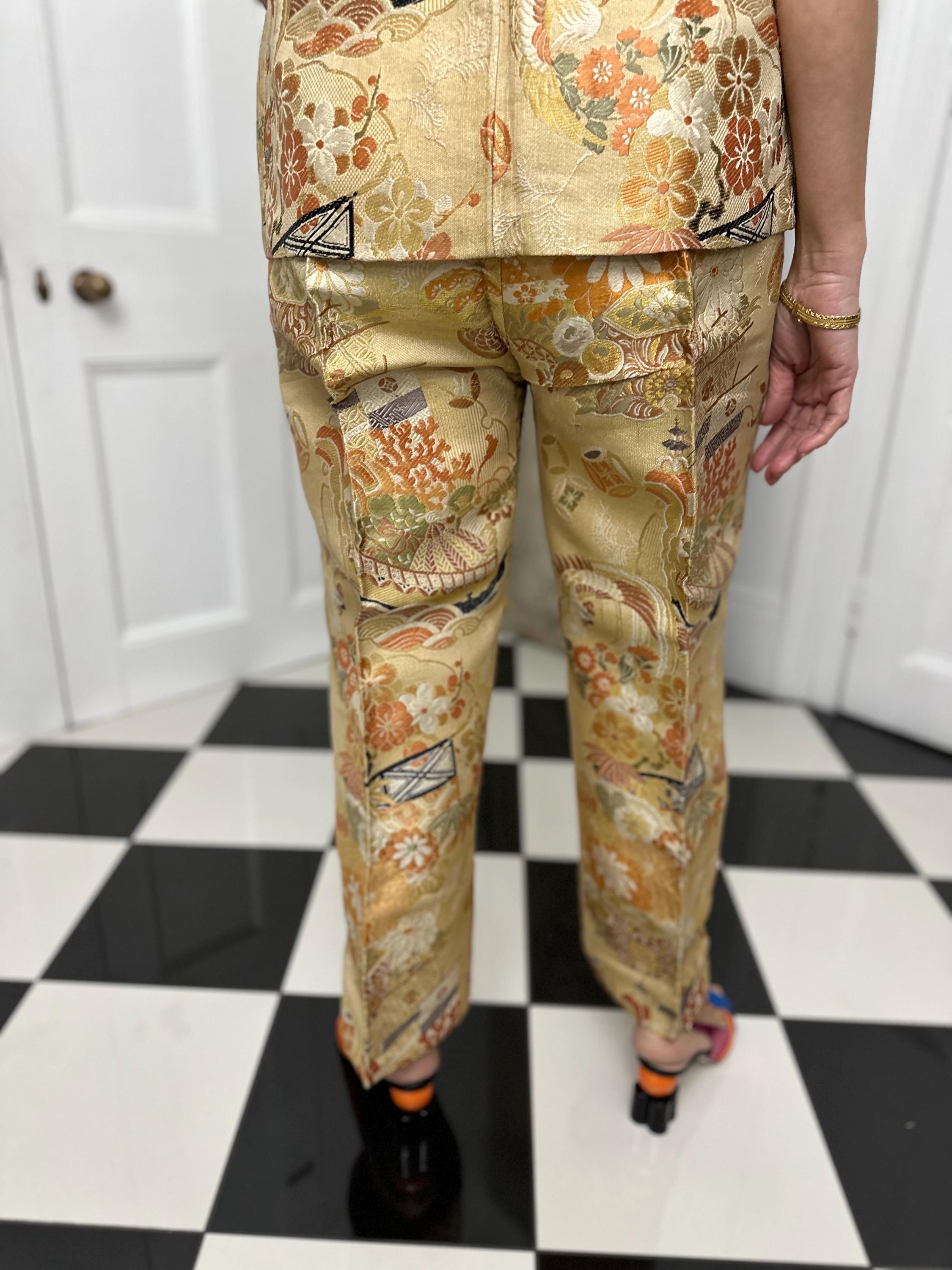 1950 jacket and trousers in gold brocade Chinese embroidery suite