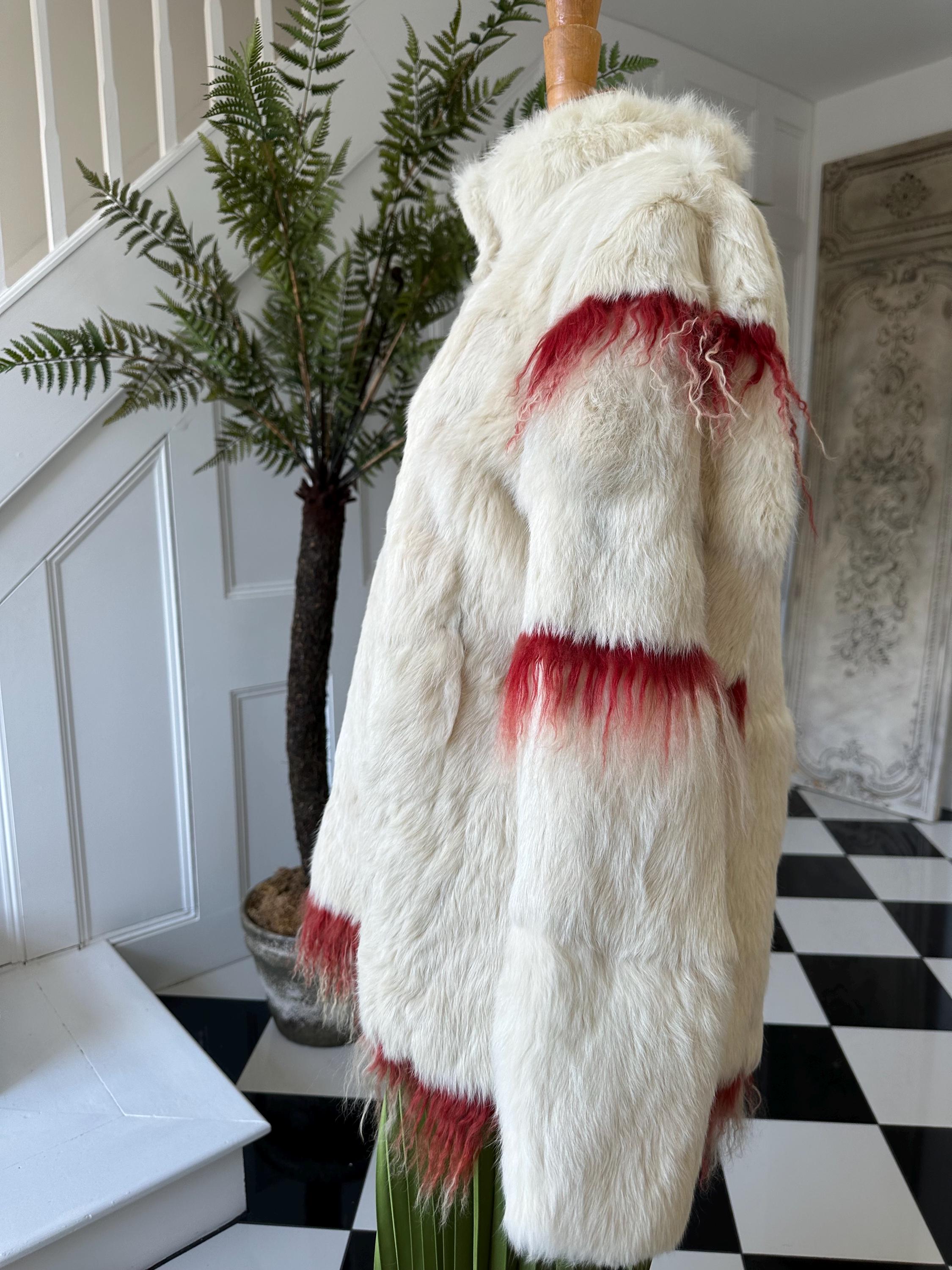 vintage 70s Rabbit fur jacket with Mongolian  lamb trim