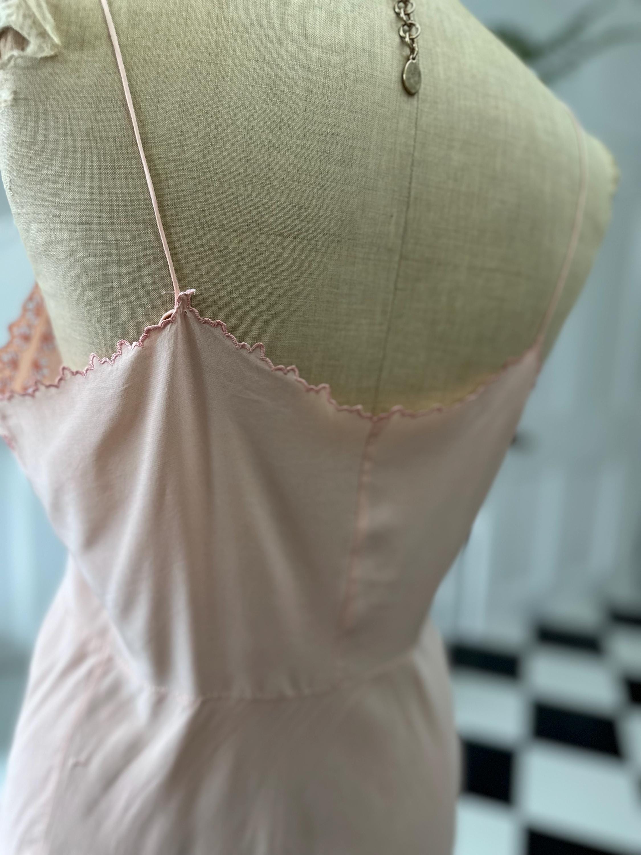 1930 silk slip dress with cutout lace details