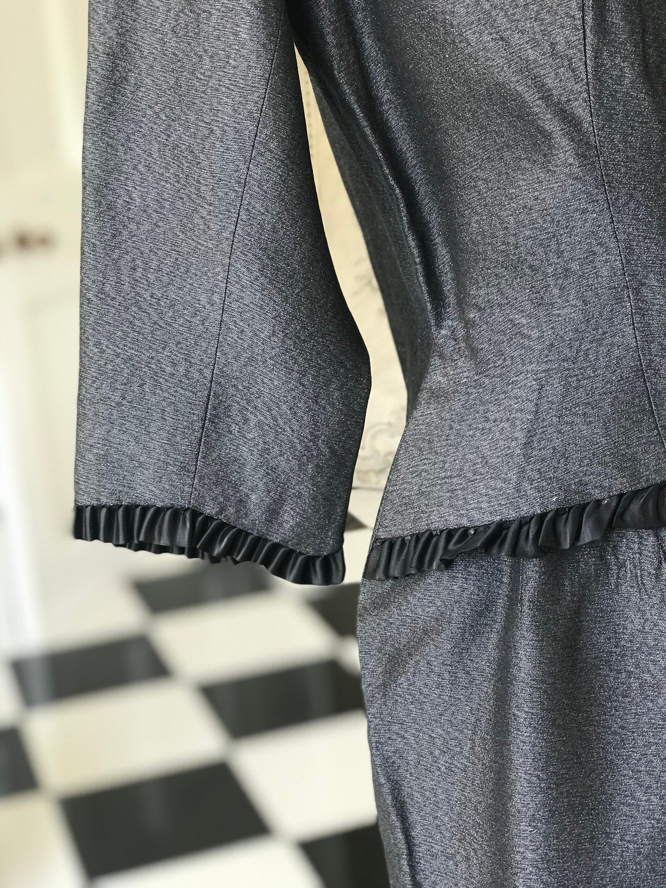 1950s Grey lame wiggle sheath dress