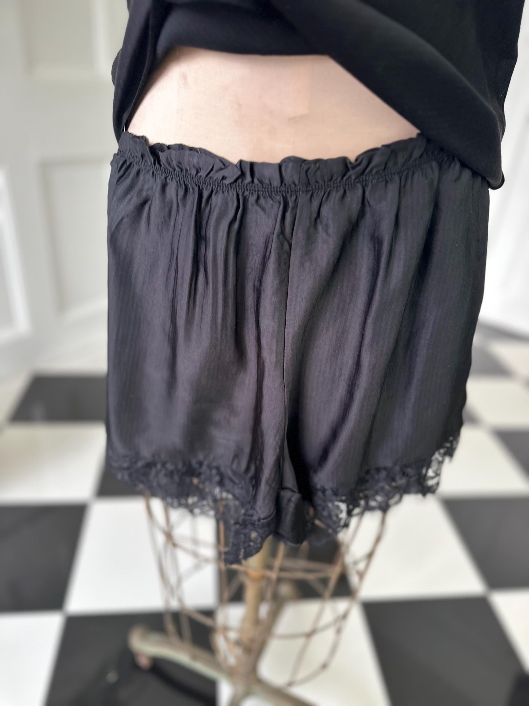 Vintage style Pierre Cardin  black silky camisole with lace details and matching top pants