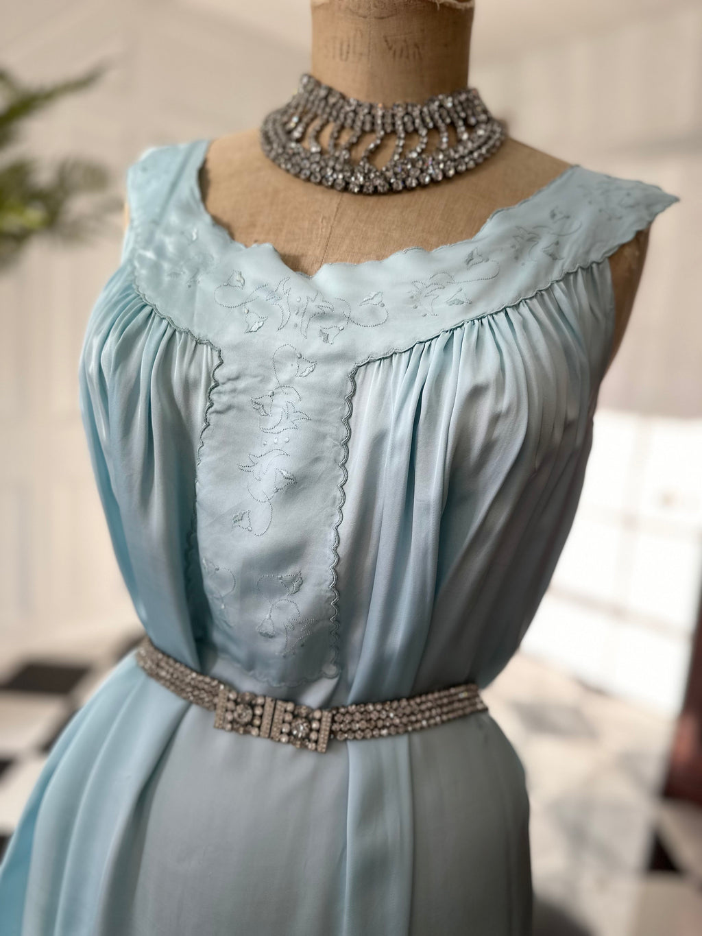 Vintage 1950s slip dress loose smock satin