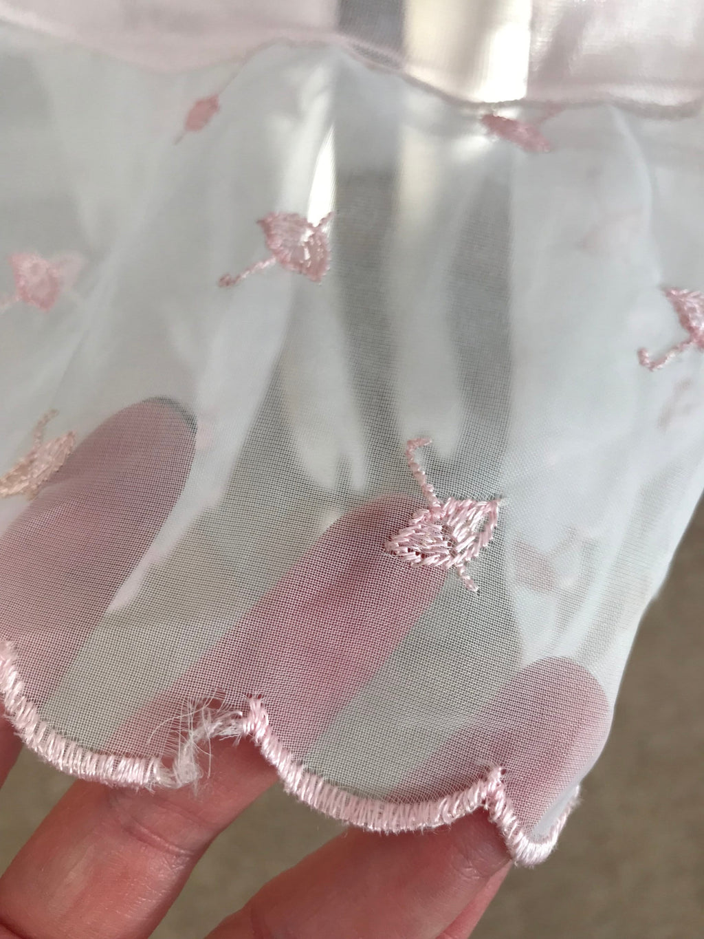 1970s Vintage baby pink sheer long negligee slip dress