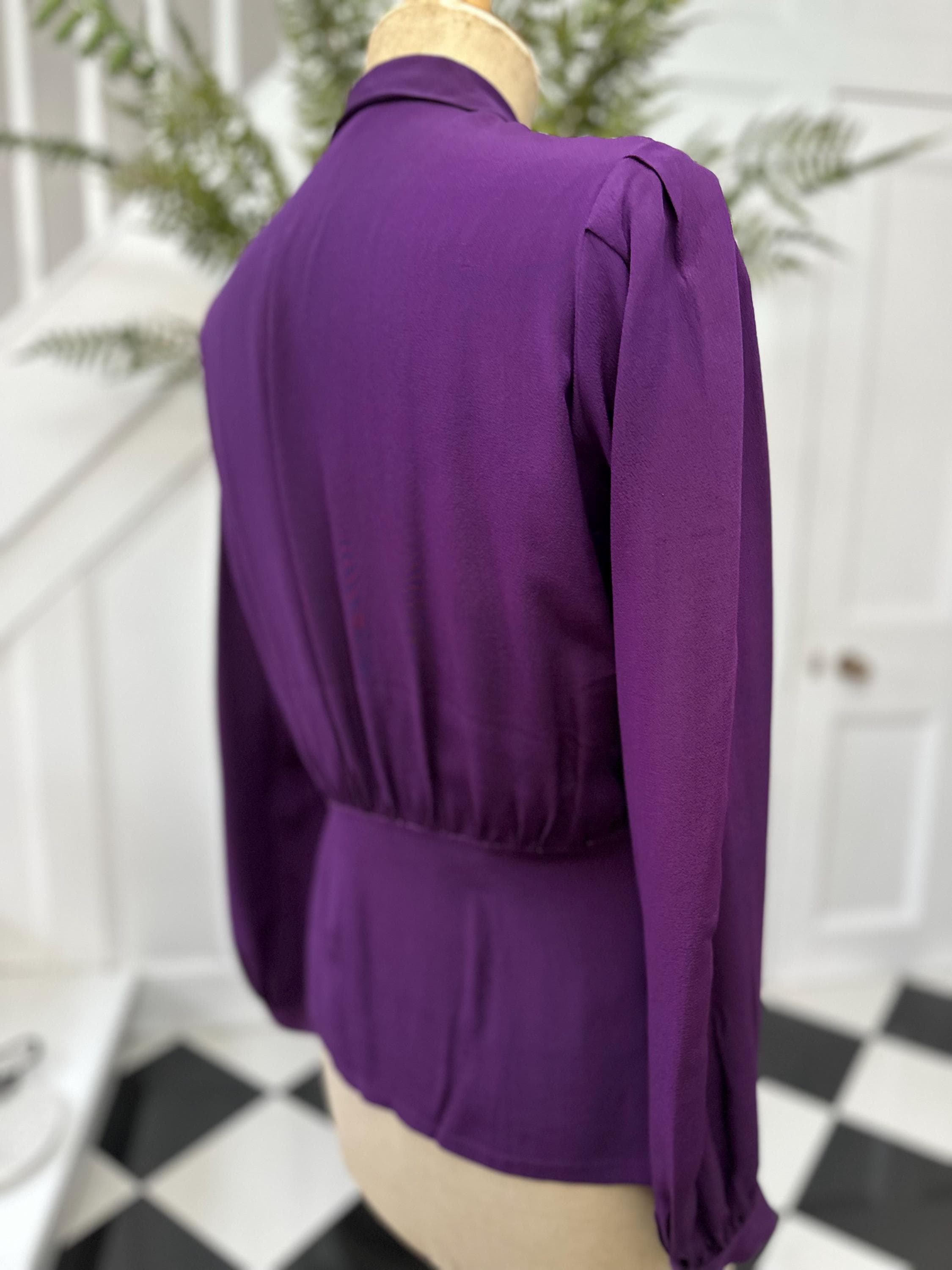 1940s silk blouse in dark purple