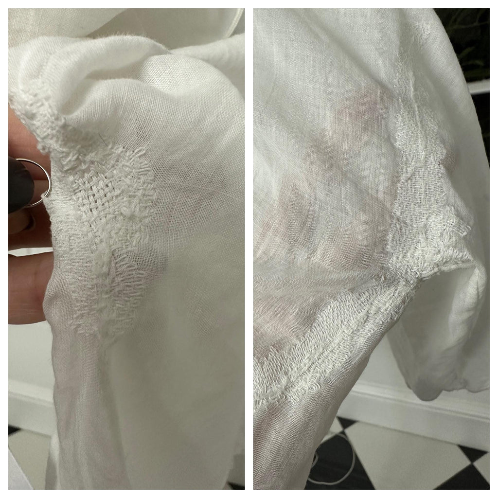 1900 Edwardian white muslin hand embroidered bed jacket