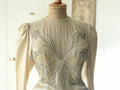 1980s sexy stylish wedding dress silk and pearl embellishment label Vermeuil cache