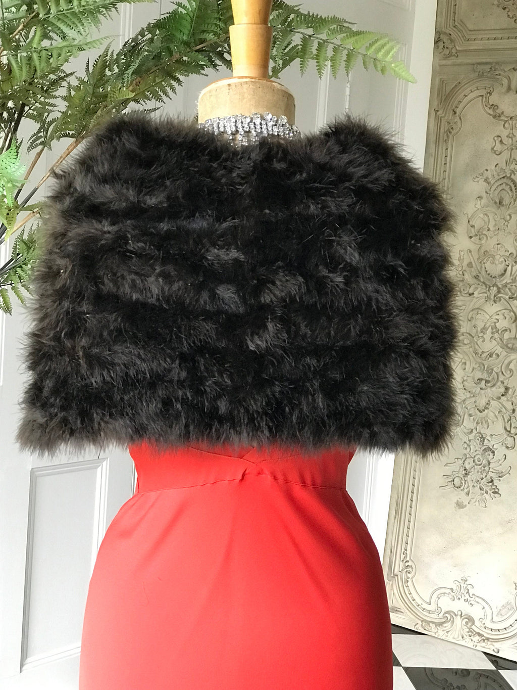 1930s Brown marabou feather shawl cape shrug