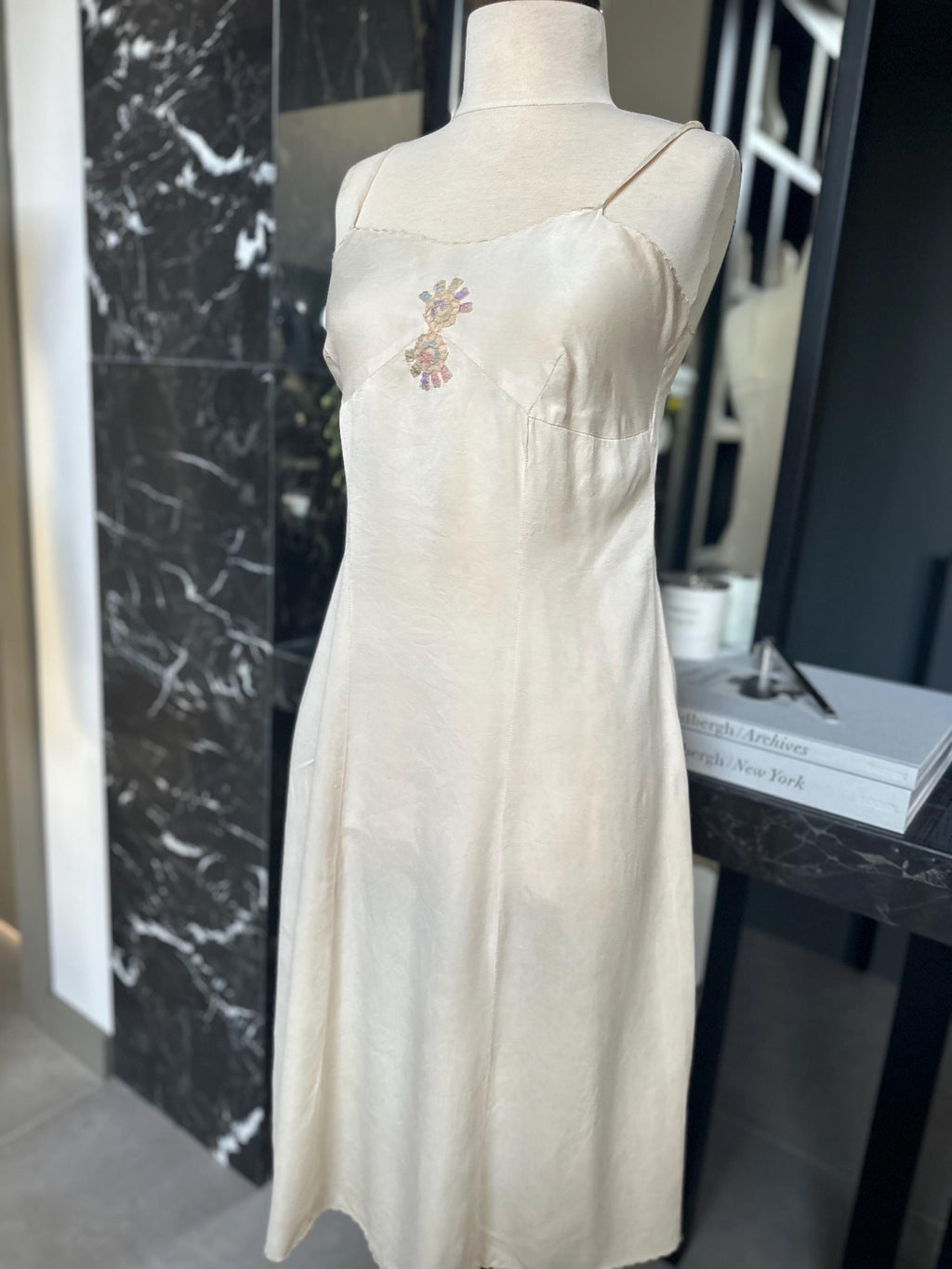 Antique 1930s cream Silk Slip