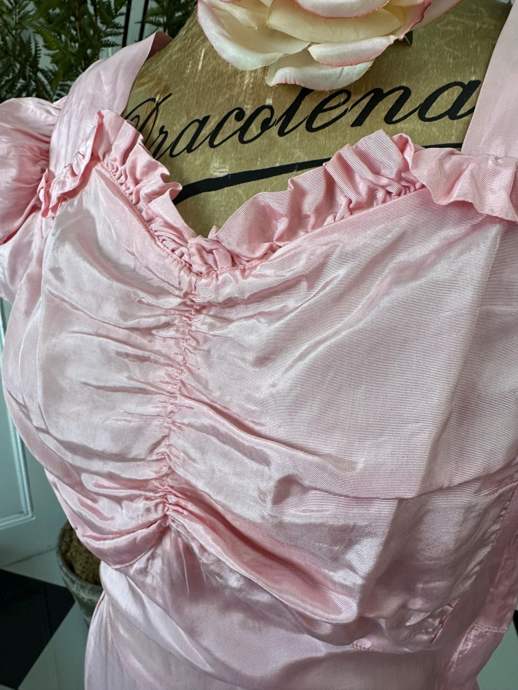 Enchanting 1930s Pink Taffeta Long Gown  One of a Kind Old Hollywood Glamour
