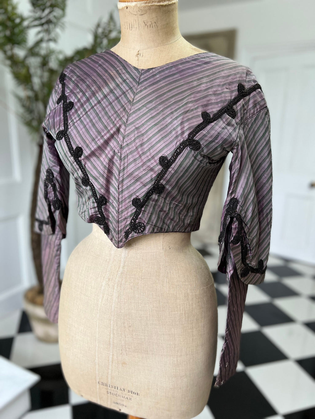 Antique 1850 1860s two tone purple silk bodice