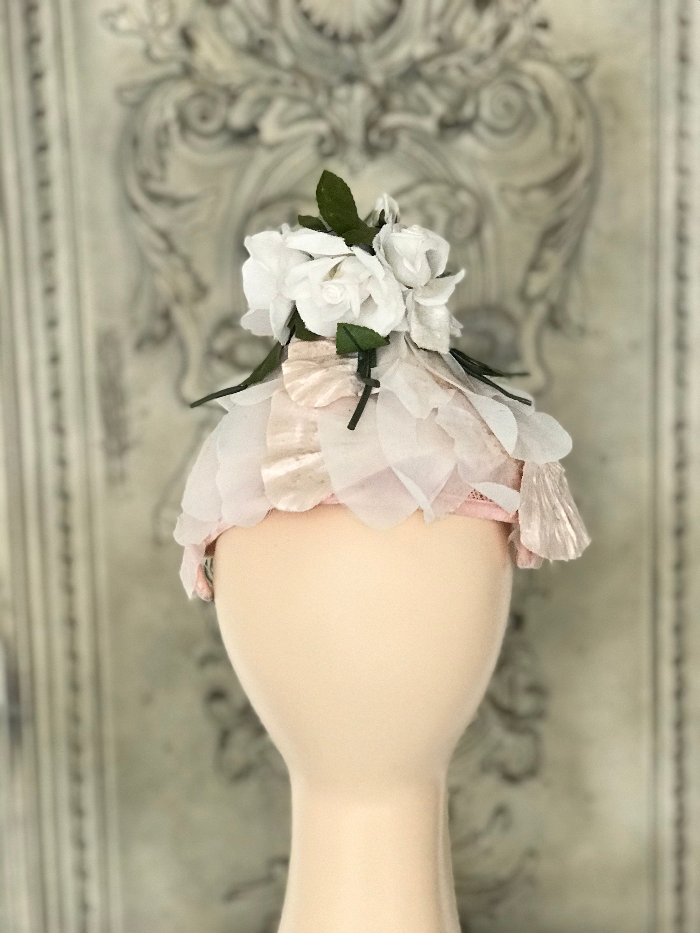 1950s 1960s unusual floral pillbox hat fascinator by Linda Farrell