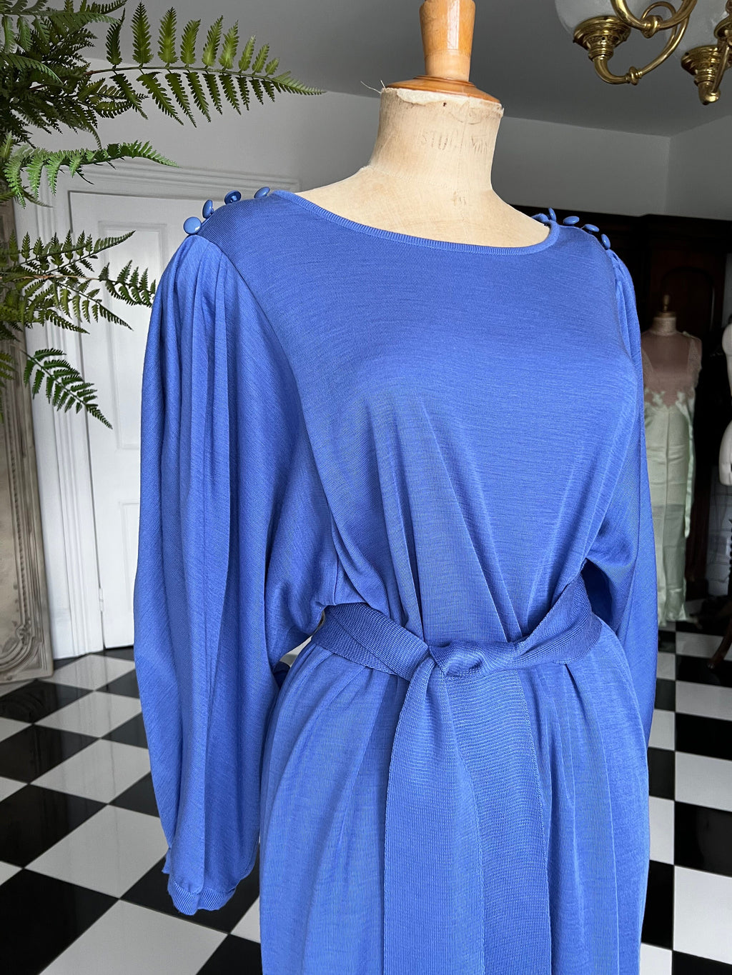 Vintage 1980s Tricot knitted dress with pearl embellishment size UK 12 / 14