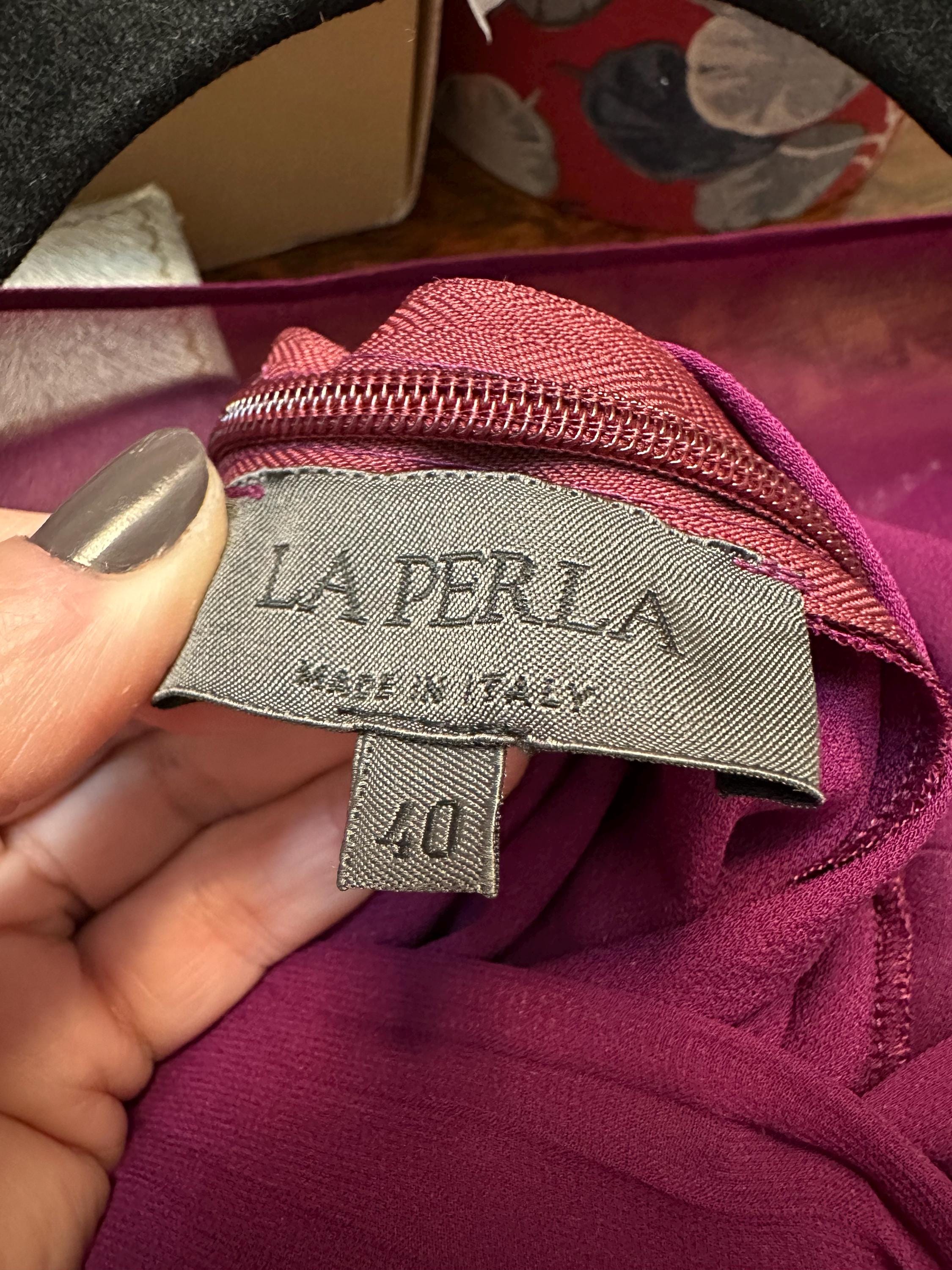 1990s rasberry colour La Perla silk dress