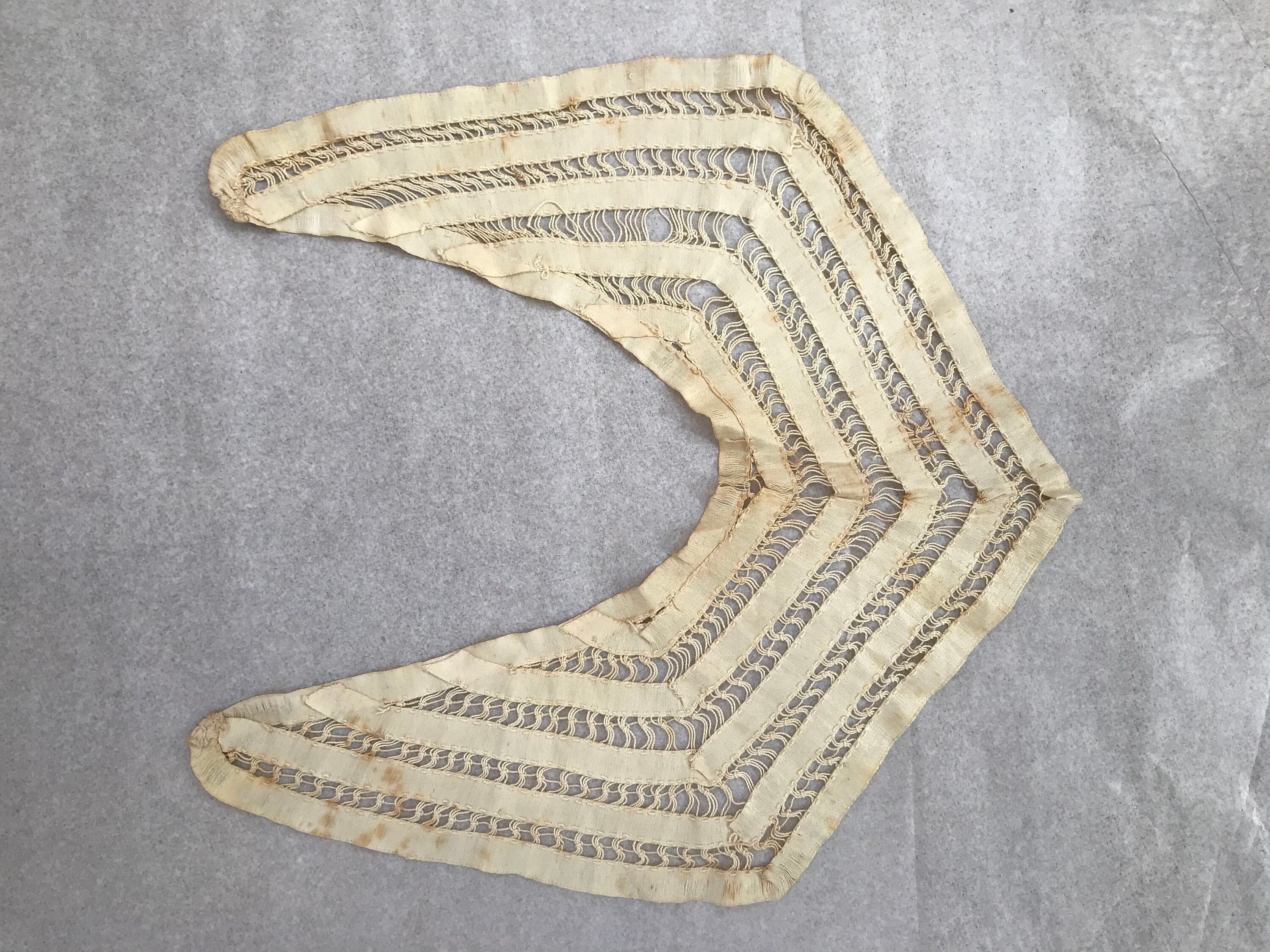 1910s Antique cream silk large collar hand made