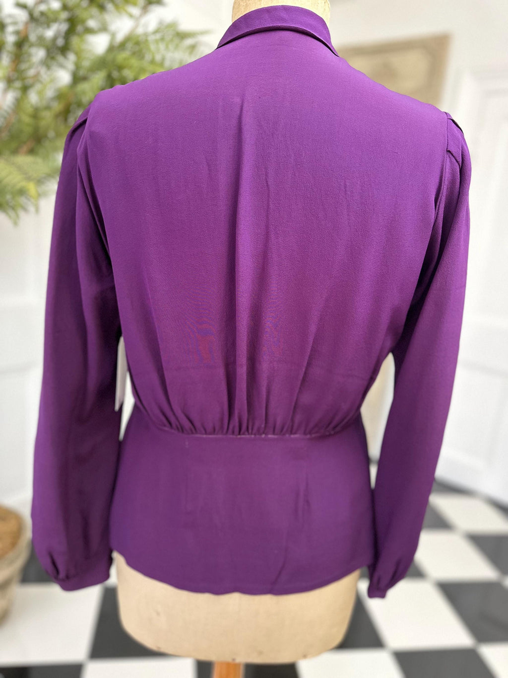 1940s silk blouse in dark purple