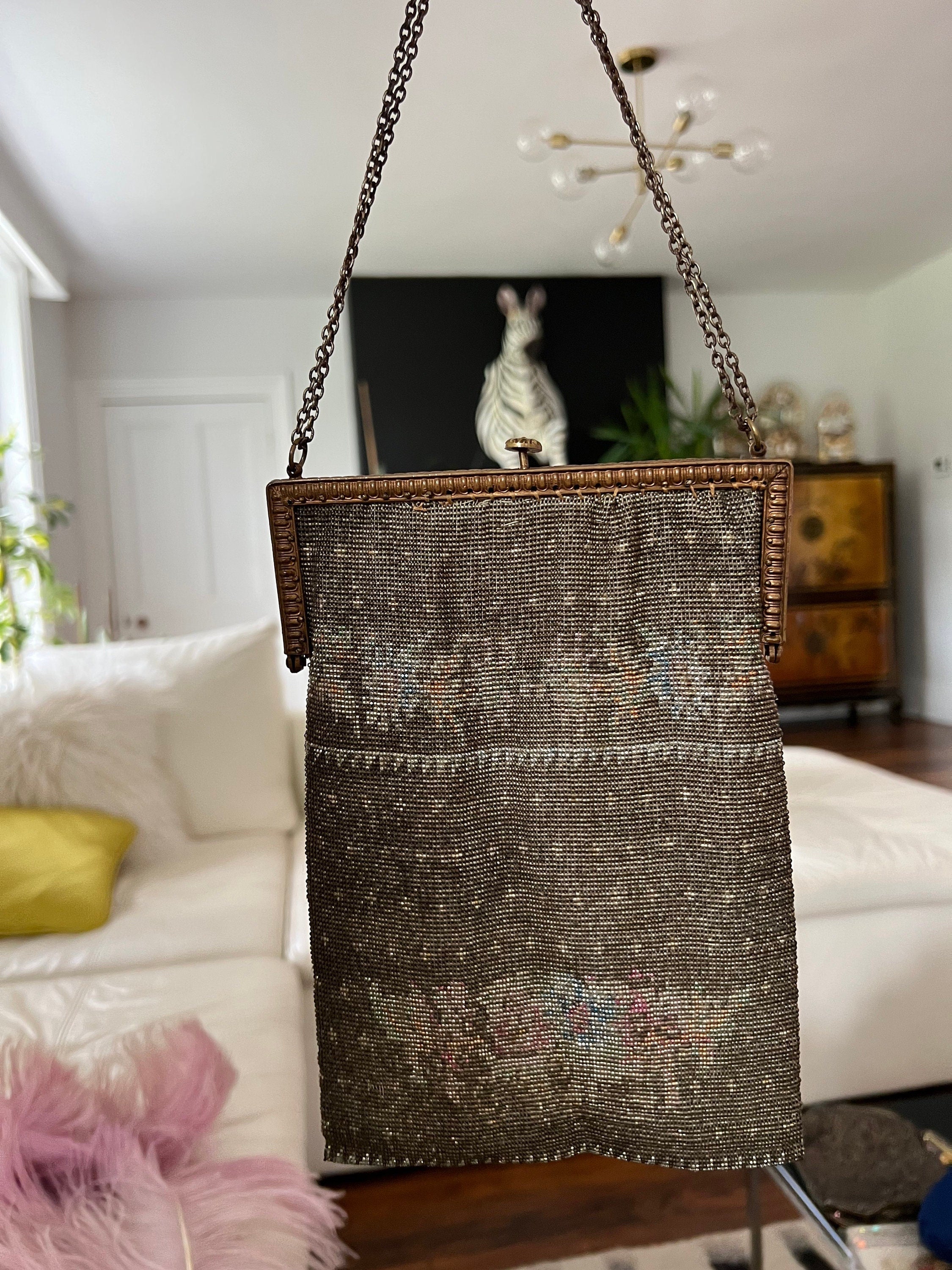 Antique Victorian steel beaded purse