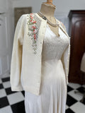 1950s Cream wool embroidery and pearl details