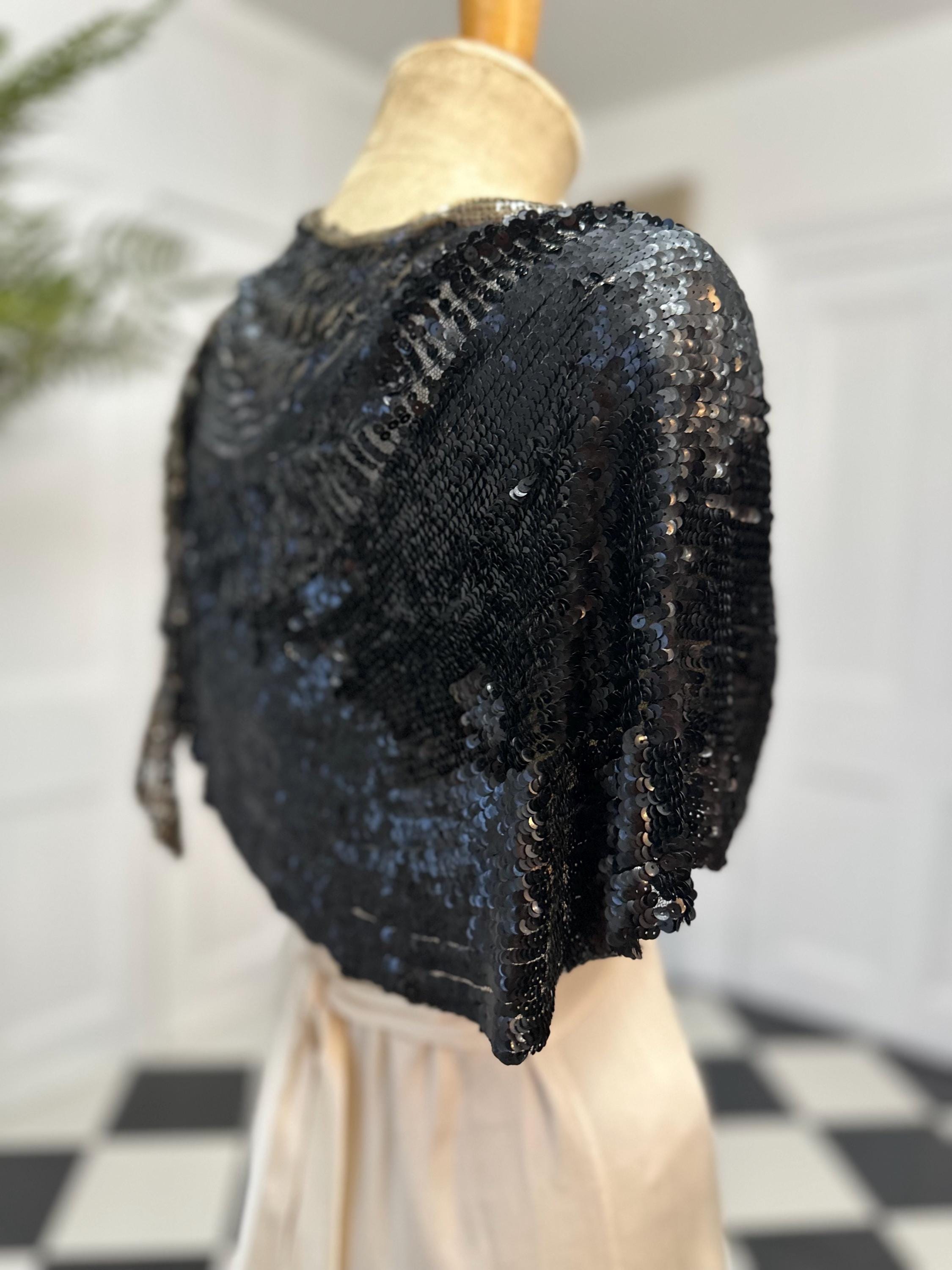1920s Sequin black and gold shawl