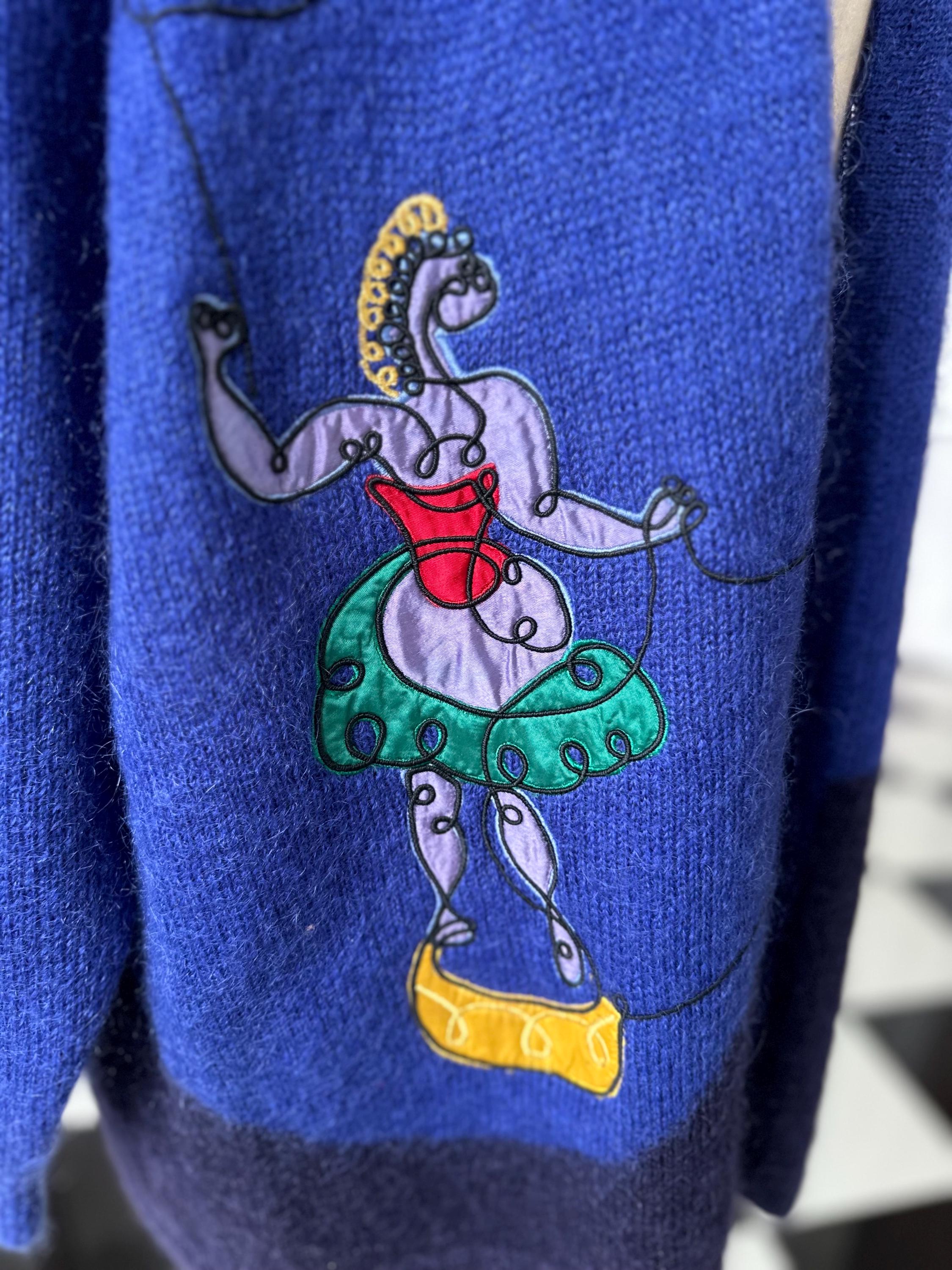 Vintage Mohair Long Cardigan by Jacques Vert with Horse Design