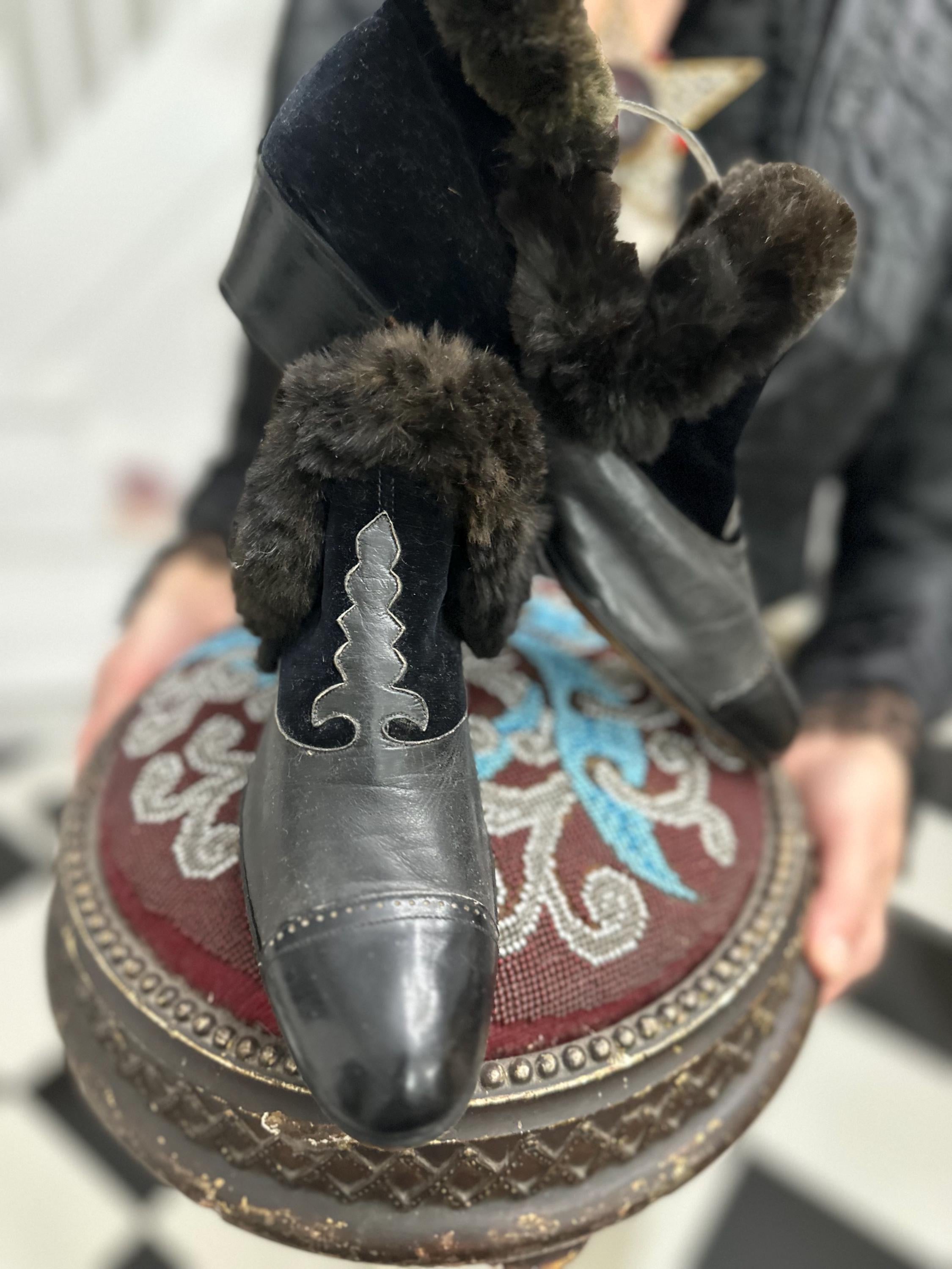 Victorian early Edwardian lady’s winter slipper boots
