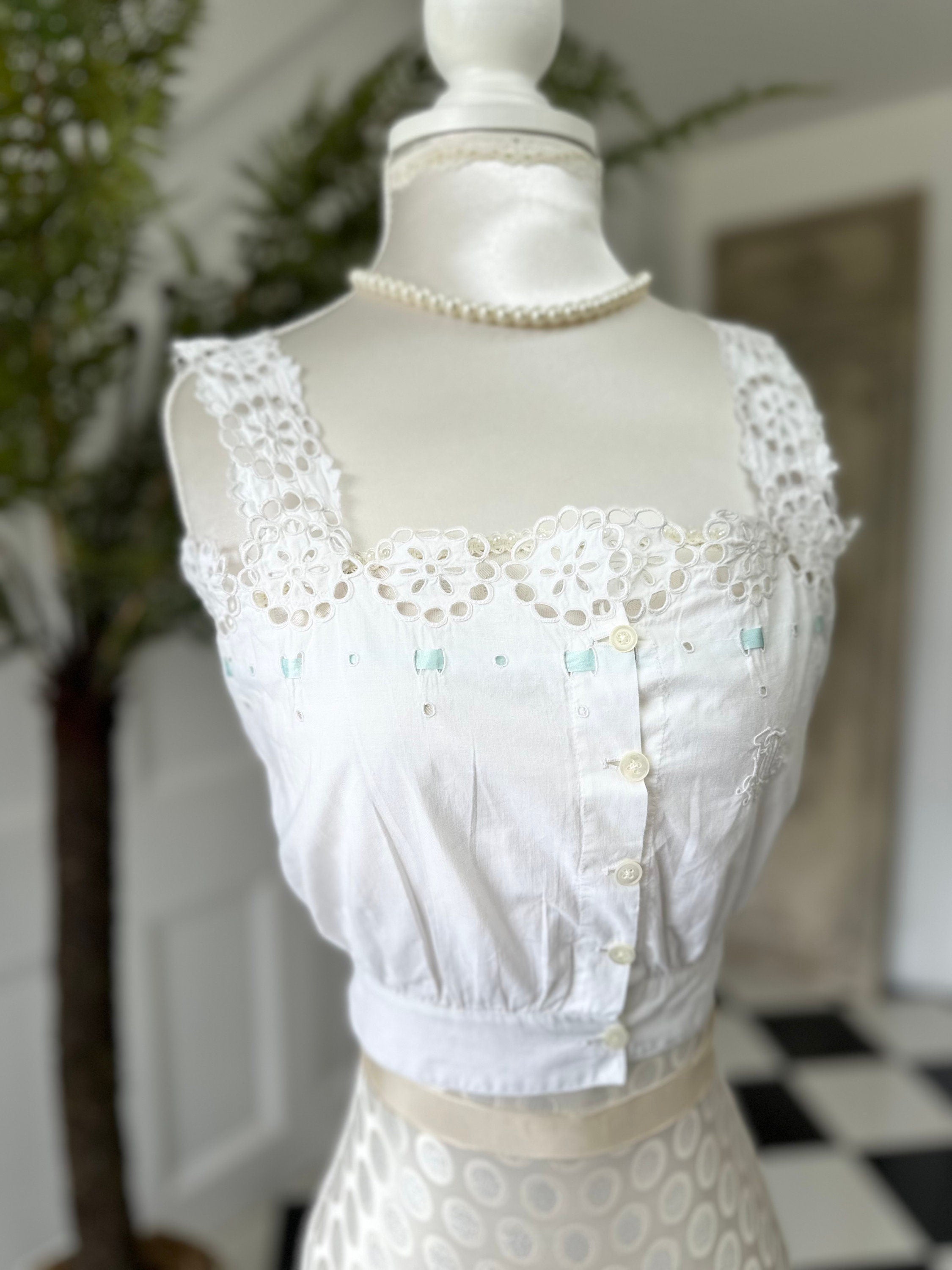 Victorian  Edwardian  white cotton camisole corset cover