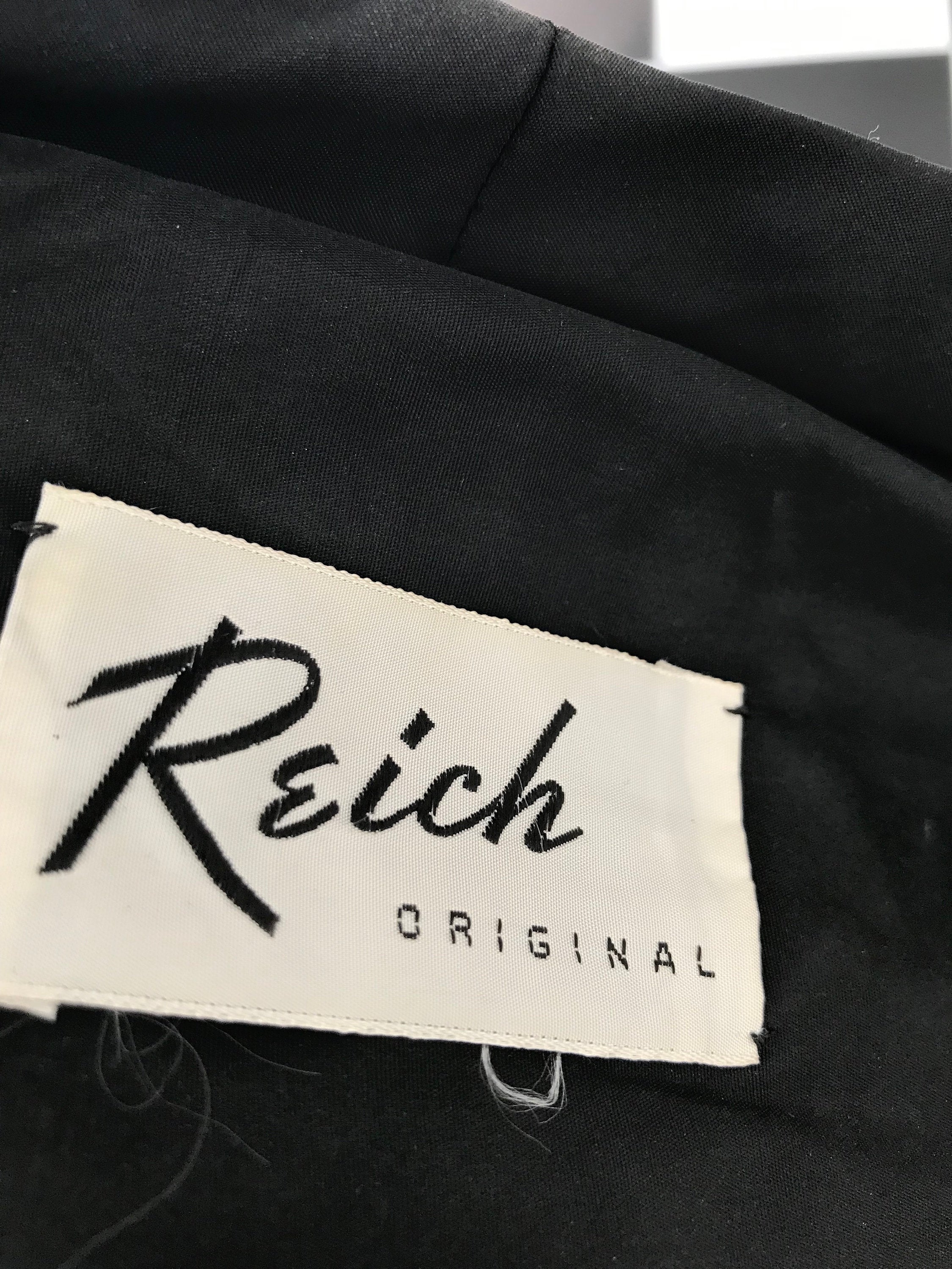 1950s Black Taffeta Cocktail Dress – Reich Original, Full Circle Skirt, Hollywood Regency Style