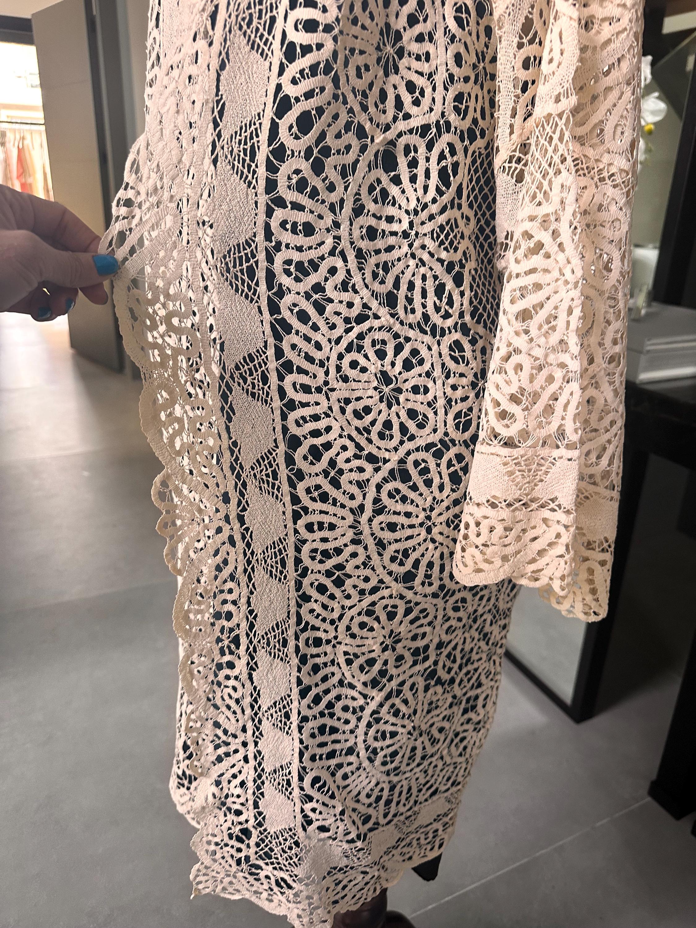 Vintage Art Deco Tape Lace Duster | 1920s-1940s Guipure & Battenberg Robe
