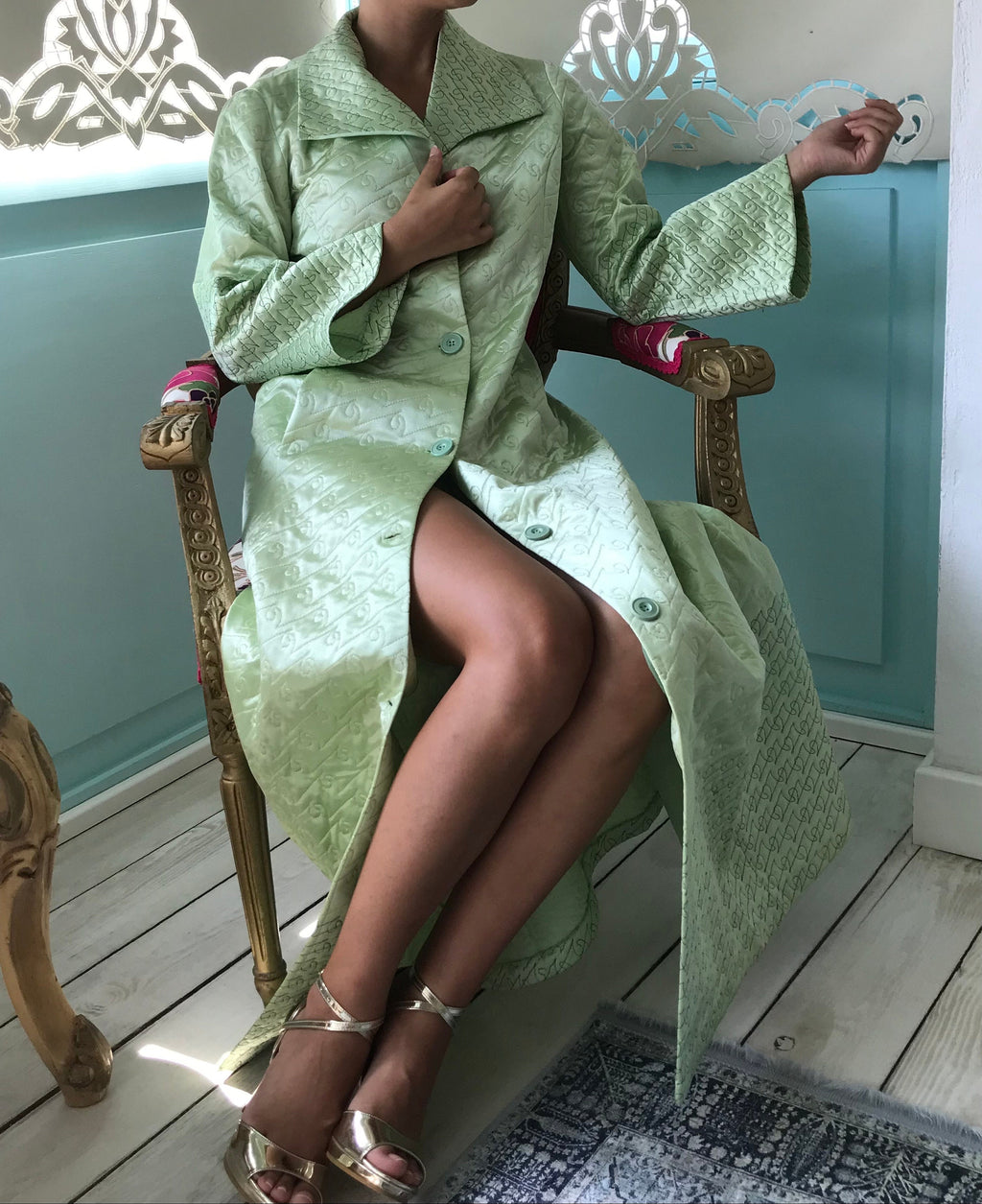 1970s mint green dressing gown housecoat