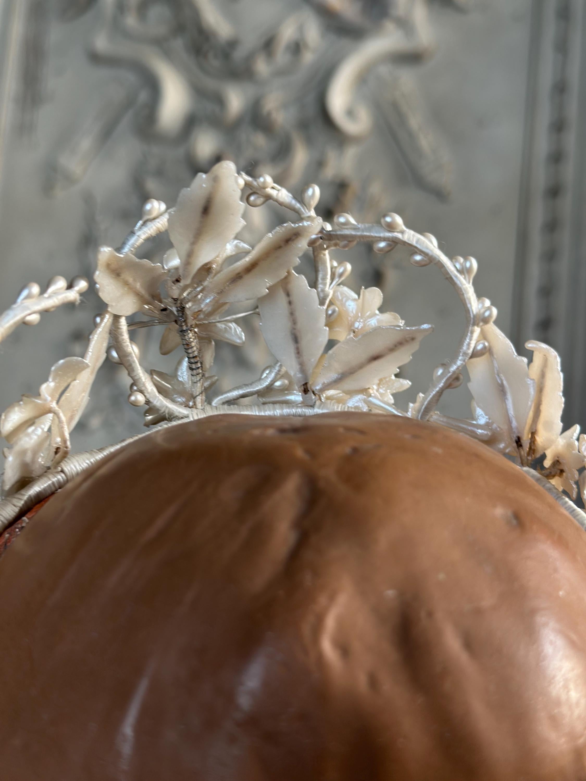 Antique 1940s  Floral Wax Tiara