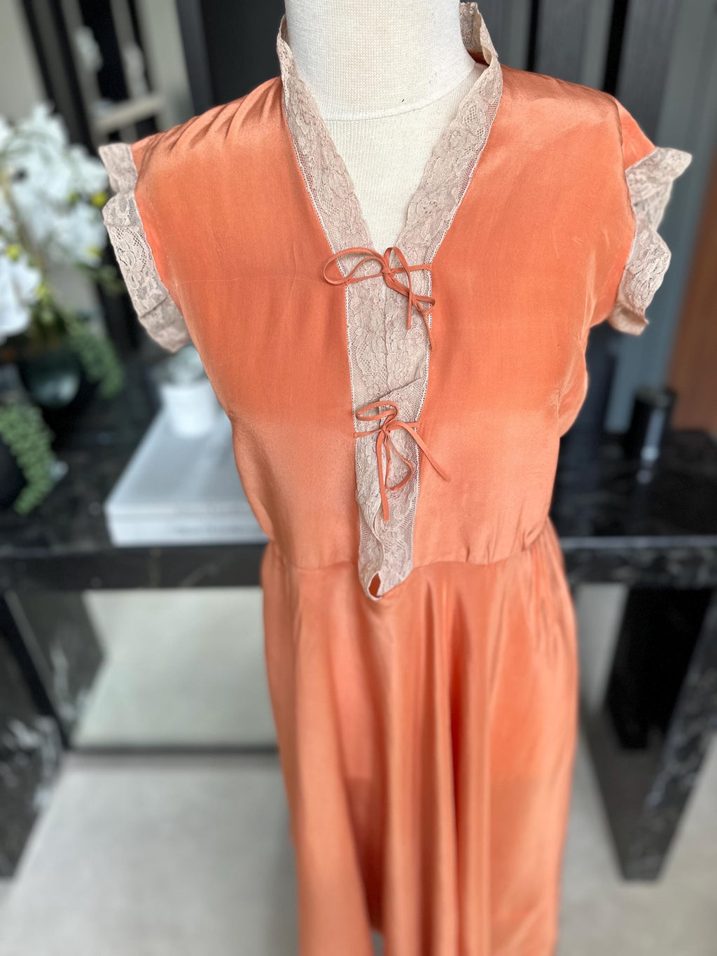 Antique 1920s-1930s Peach Silk  Nightgown dress – Authentic Art Deco dress
