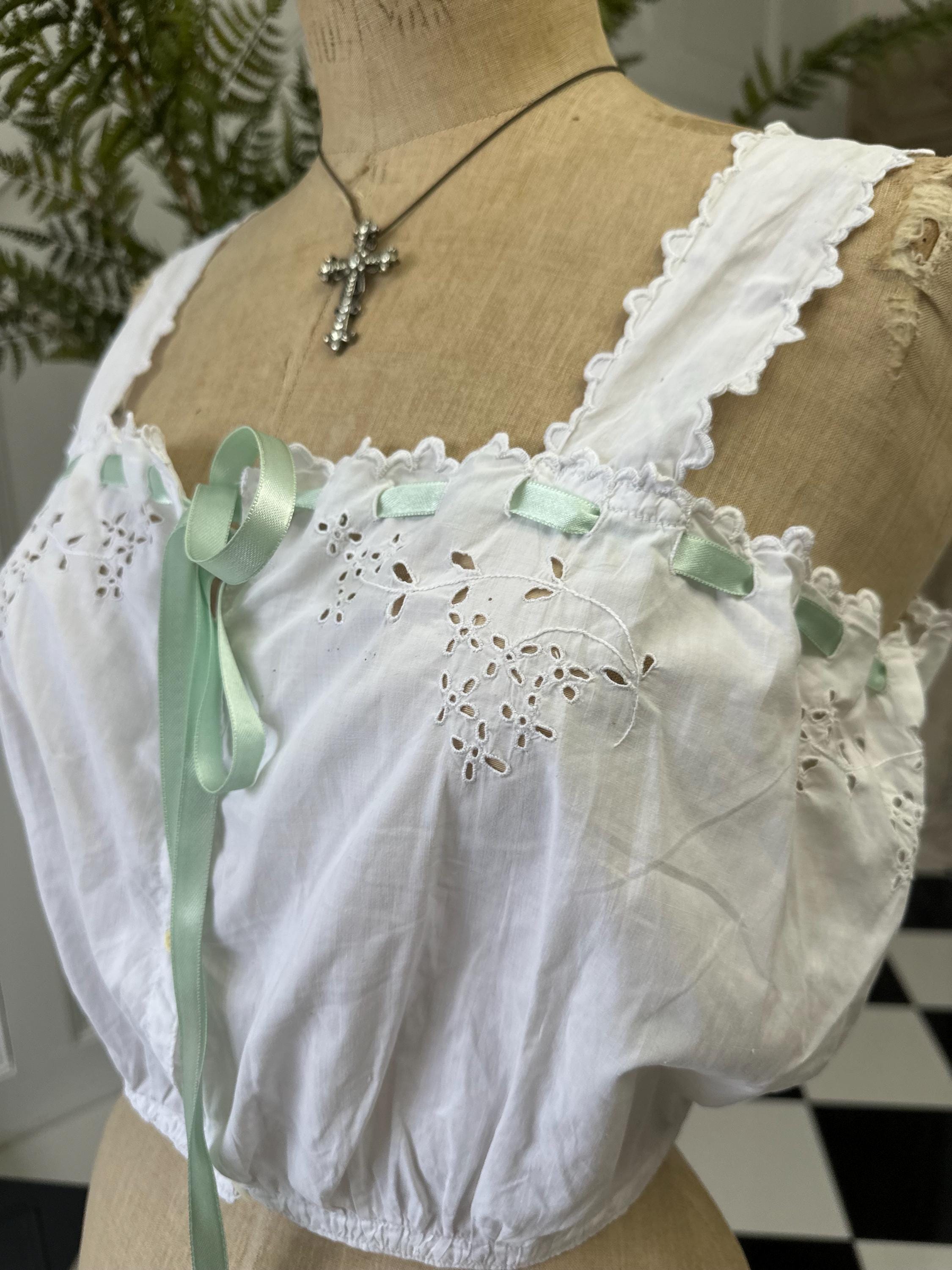 Elegant Victorian Edwardian Lace and Cotton Corset Cover