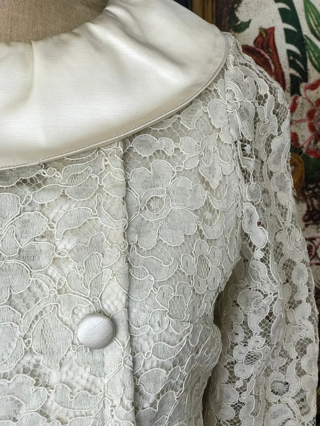 1960s silk satin and corded lace wedding dress  cocktail  dress